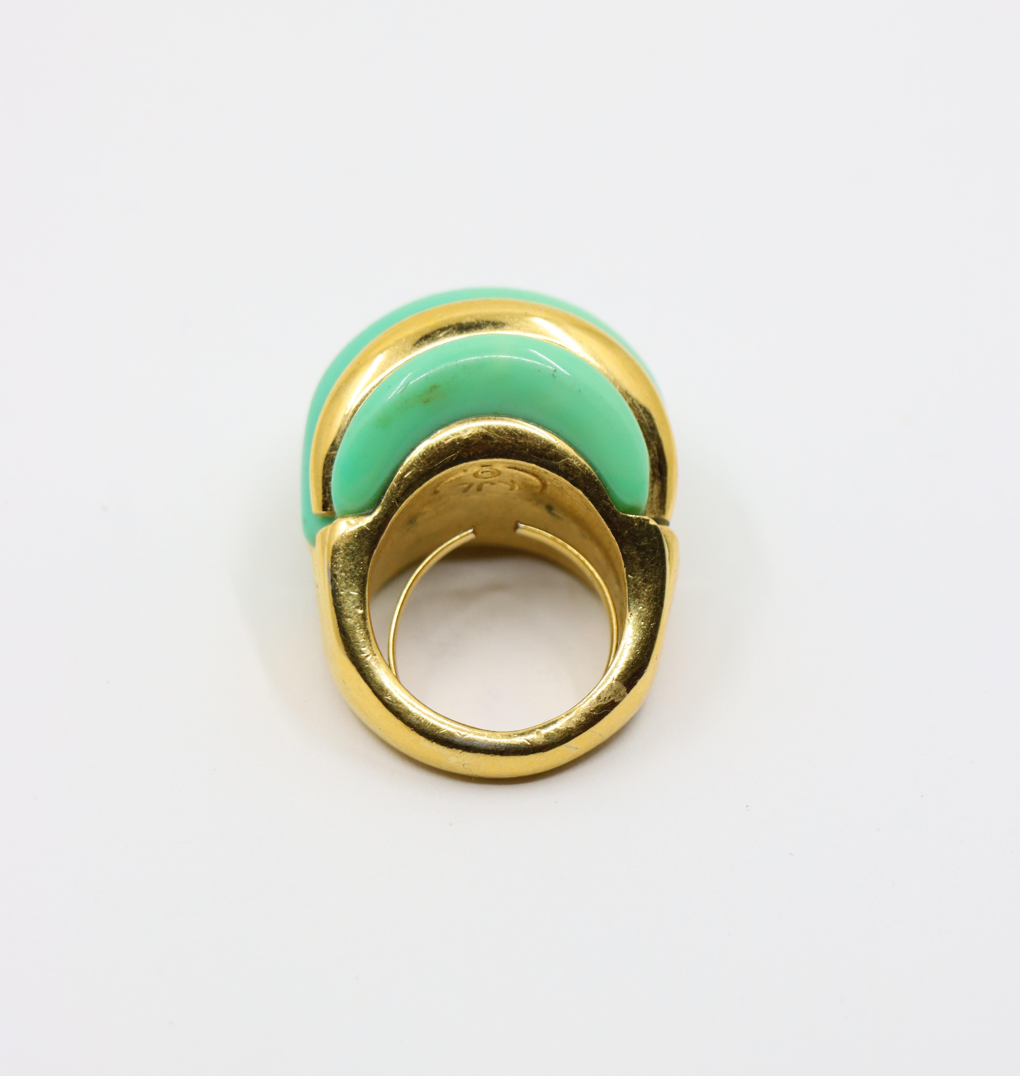 Kenneth Jay Lane KJL Gold Tone Turquoise-Like Resin Ring For Sale 2