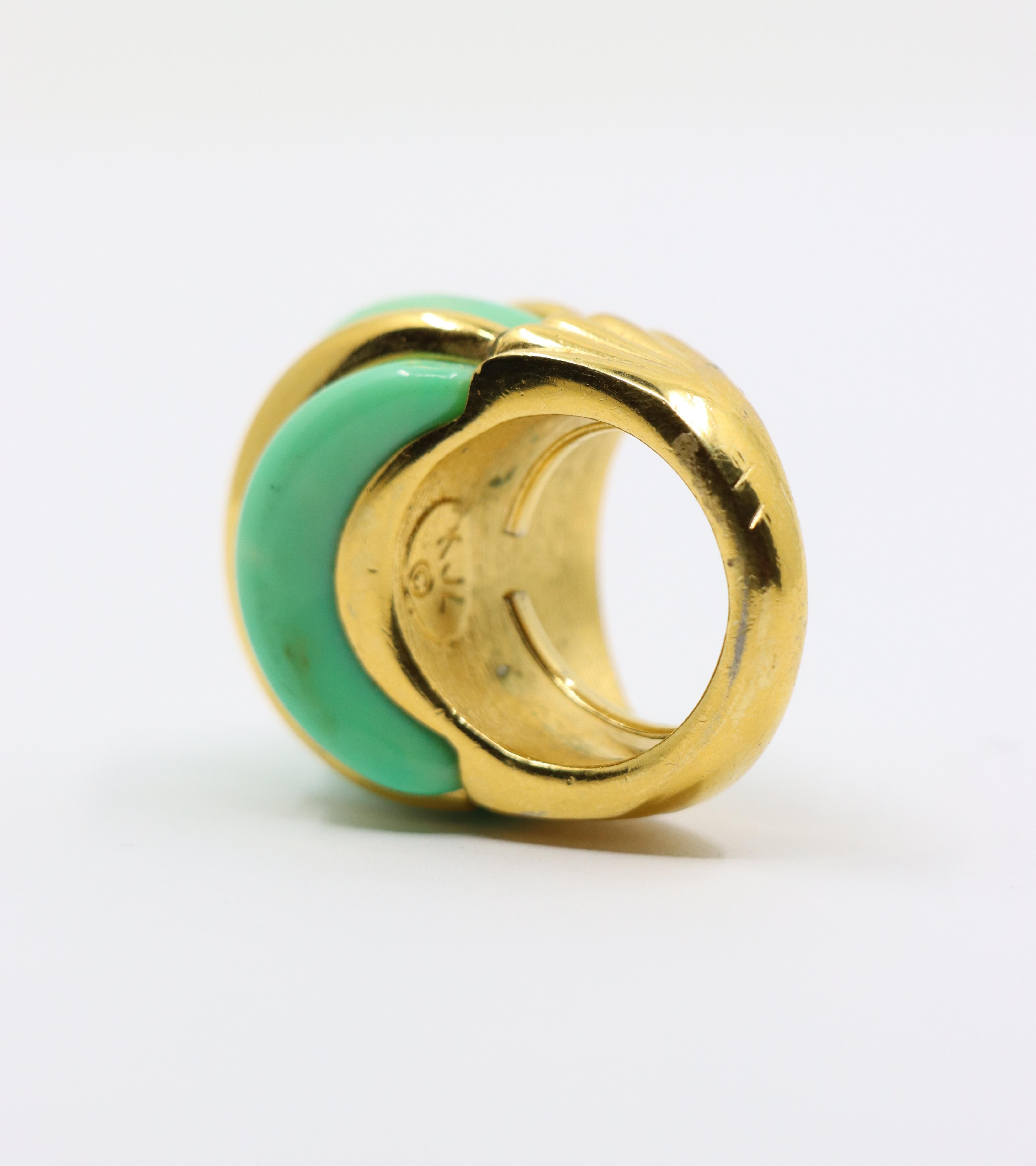 Kenneth Jay Lane KJL Gold Tone Turquoise-Like Resin Ring For Sale 5