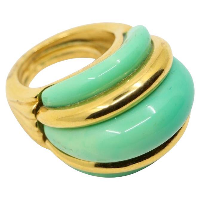 Kenneth Jay Lane KJL Gold Tone Turquoise-Like Resin Ring