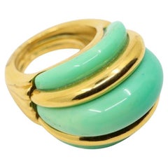 Kenneth Jay Lane KJL Gold Tone Turquoise-Like Resin Ring