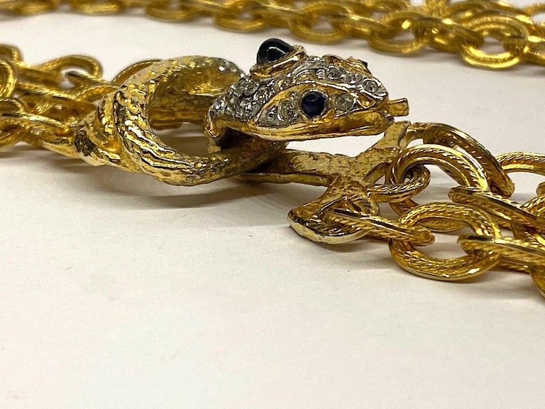 Kenneth Jay Lane, K.J.L. Pre 1973s Snake Clasp Necklace. For Sale 8