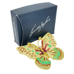 Kenneth Jay Lane KJL spilla a farfalla firmata vintage in smalto pastello e strass