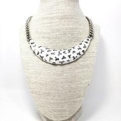Kenneth Jay Lane KJL White and Black Enamel Crystal Collar Necklace in Silver