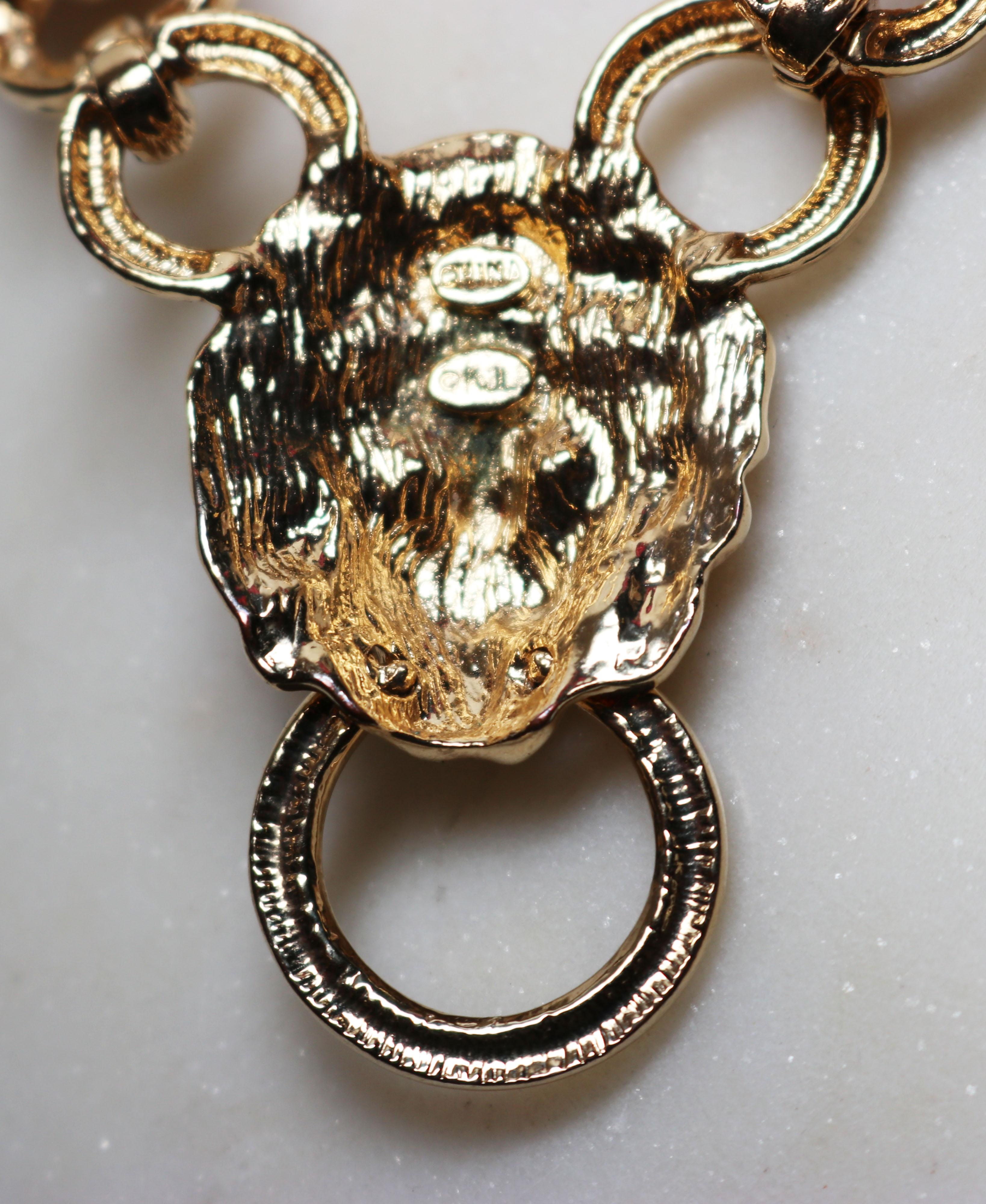 Kenneth Jay Lane Lion's Head Doorknocker Necklace For Sale 1