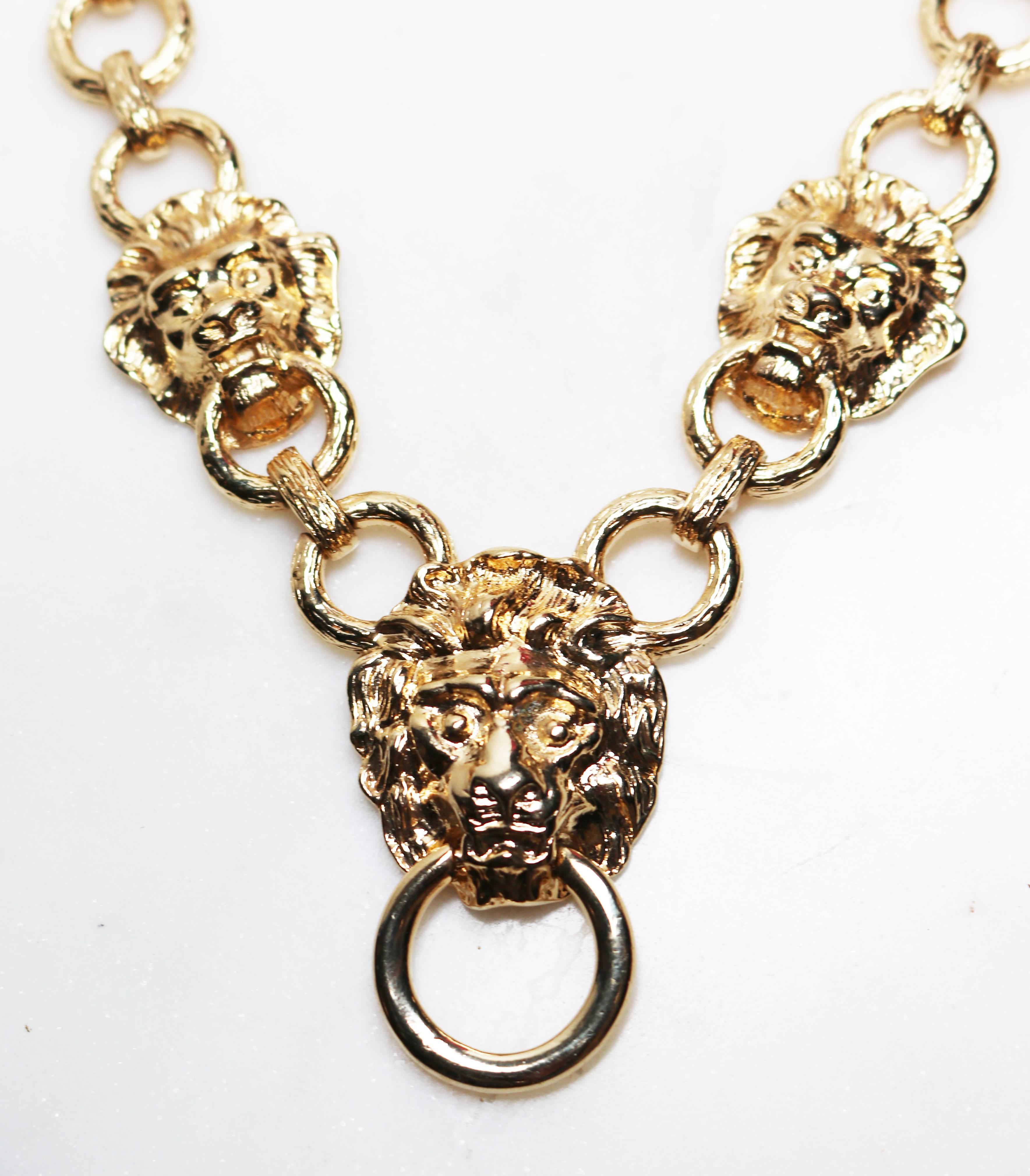 Kenneth Jay Lane Lion's Head Doorknocker Necklace For Sale 3