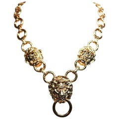 Kenneth Jay Lane Lion's Head Doorknocker Necklace