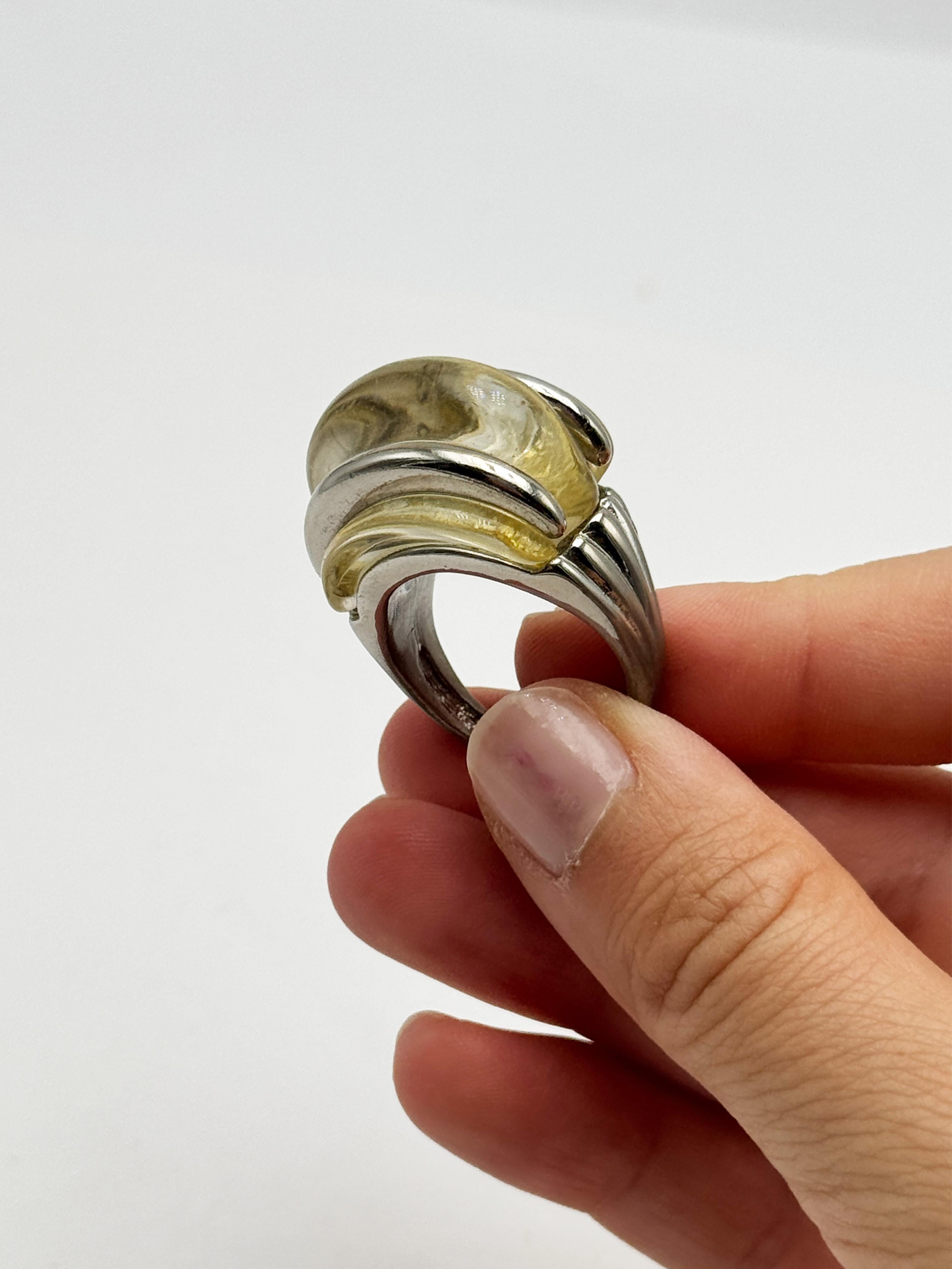 Kenneth Jay Lane Lucite gerippte Kuppel Cocktail Vintage Modernist Ring im Angebot 5