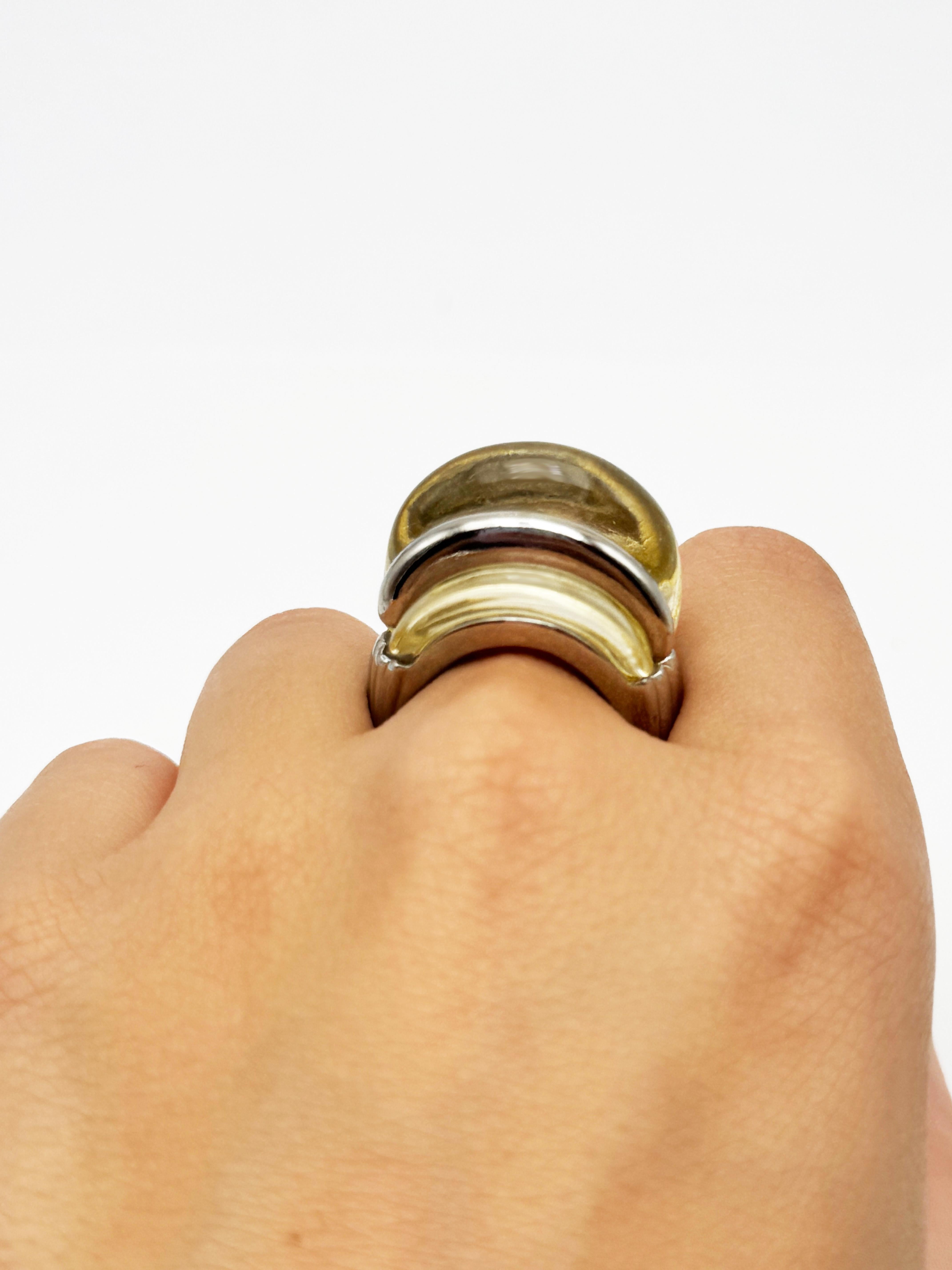 Kenneth Jay Lane Lucite gerippte Kuppel Cocktail Vintage Modernist Ring im Angebot 6