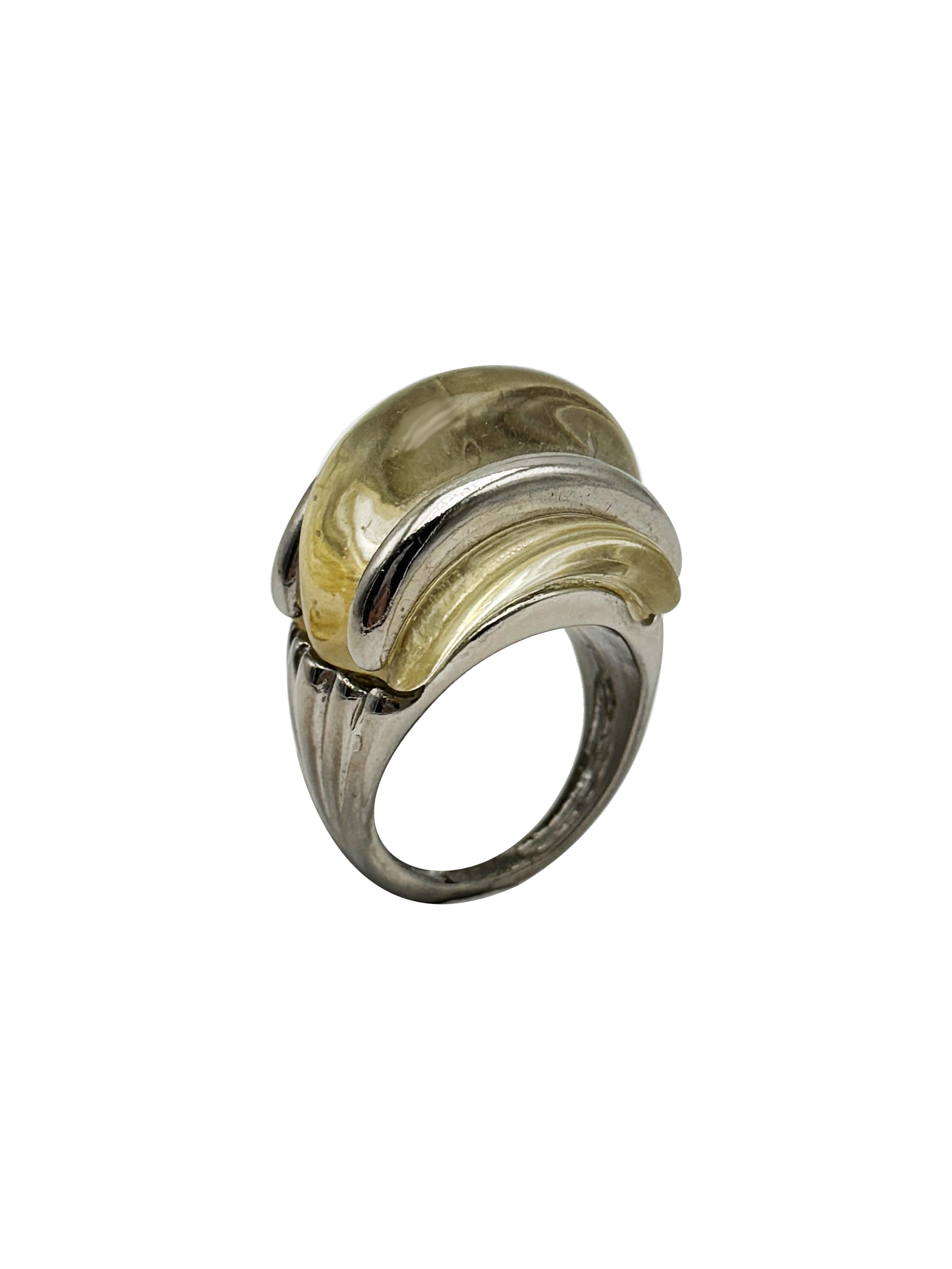 Kenneth Jay Lane Lucite gerippte Kuppel Cocktail Vintage Modernist Ring im Angebot 7