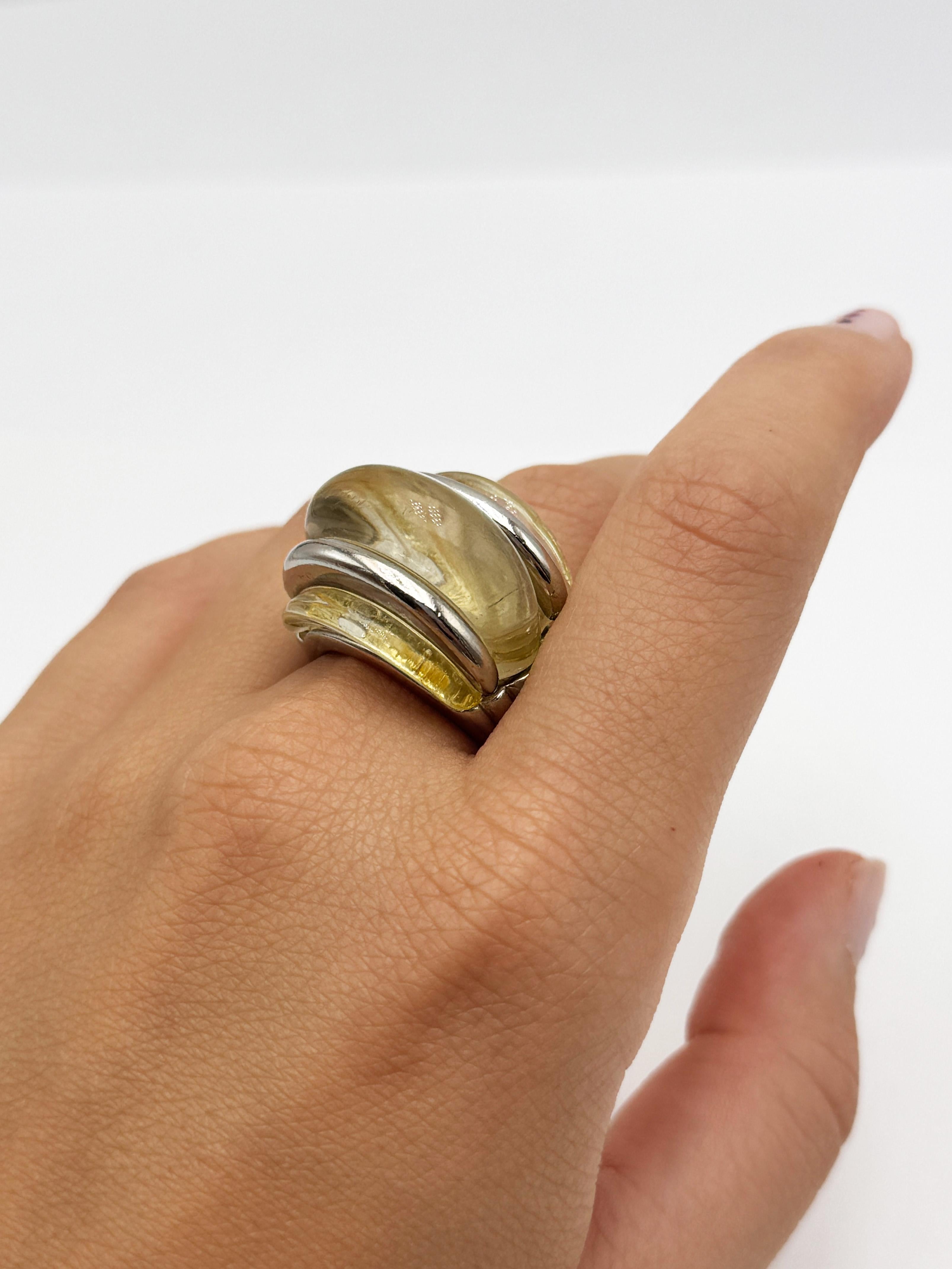 Kenneth Jay Lane Lucite gerippte Kuppel Cocktail Vintage Modernist Ring im Angebot 9