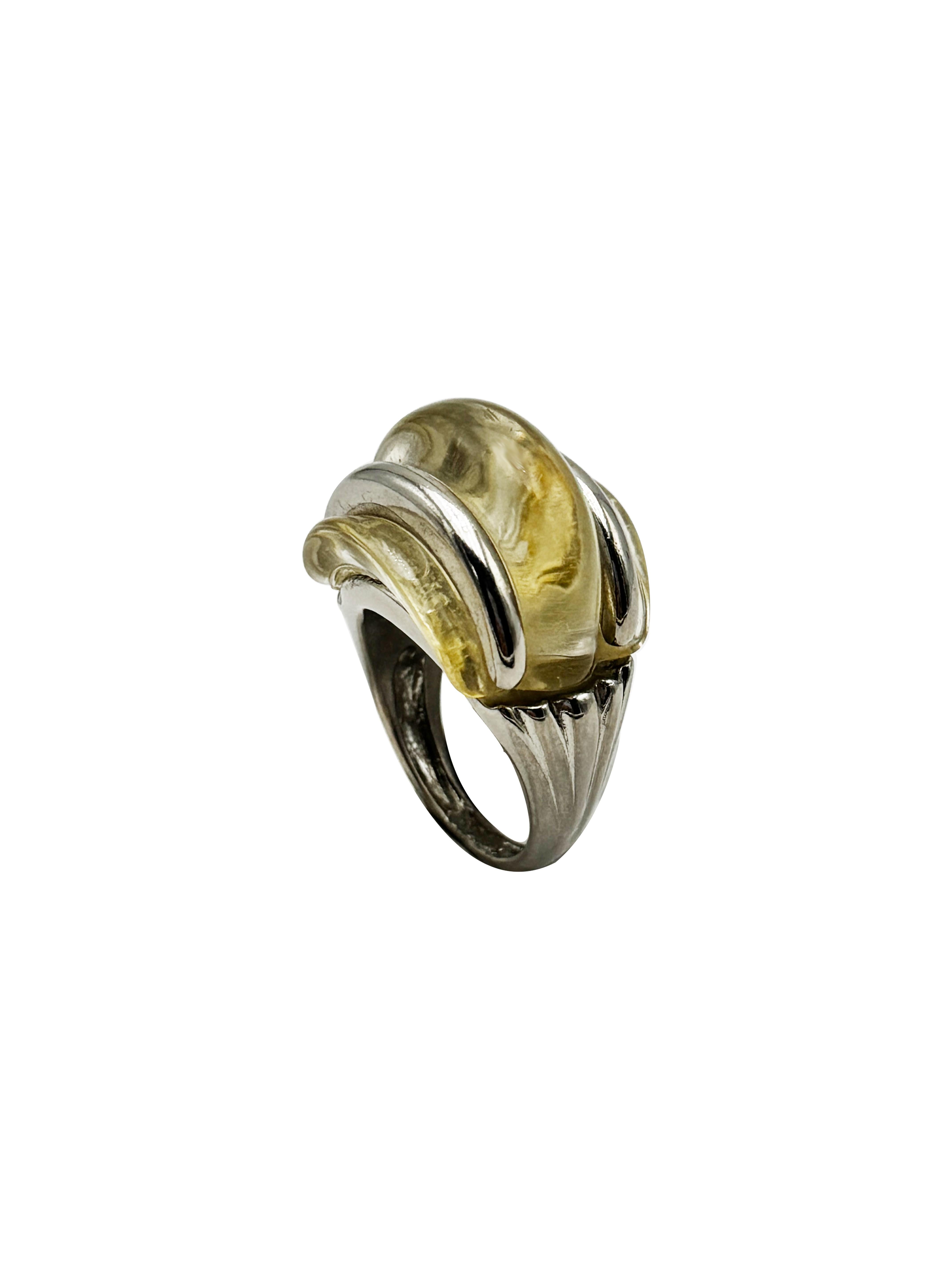 Kenneth Jay Lane Lucite gerippte Kuppel Cocktail Vintage Modernist Ring im Angebot 10