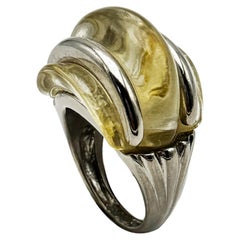 Kenneth Jay Lane Lucite gerippte Kuppel Cocktail Vintage Modernist Ring
