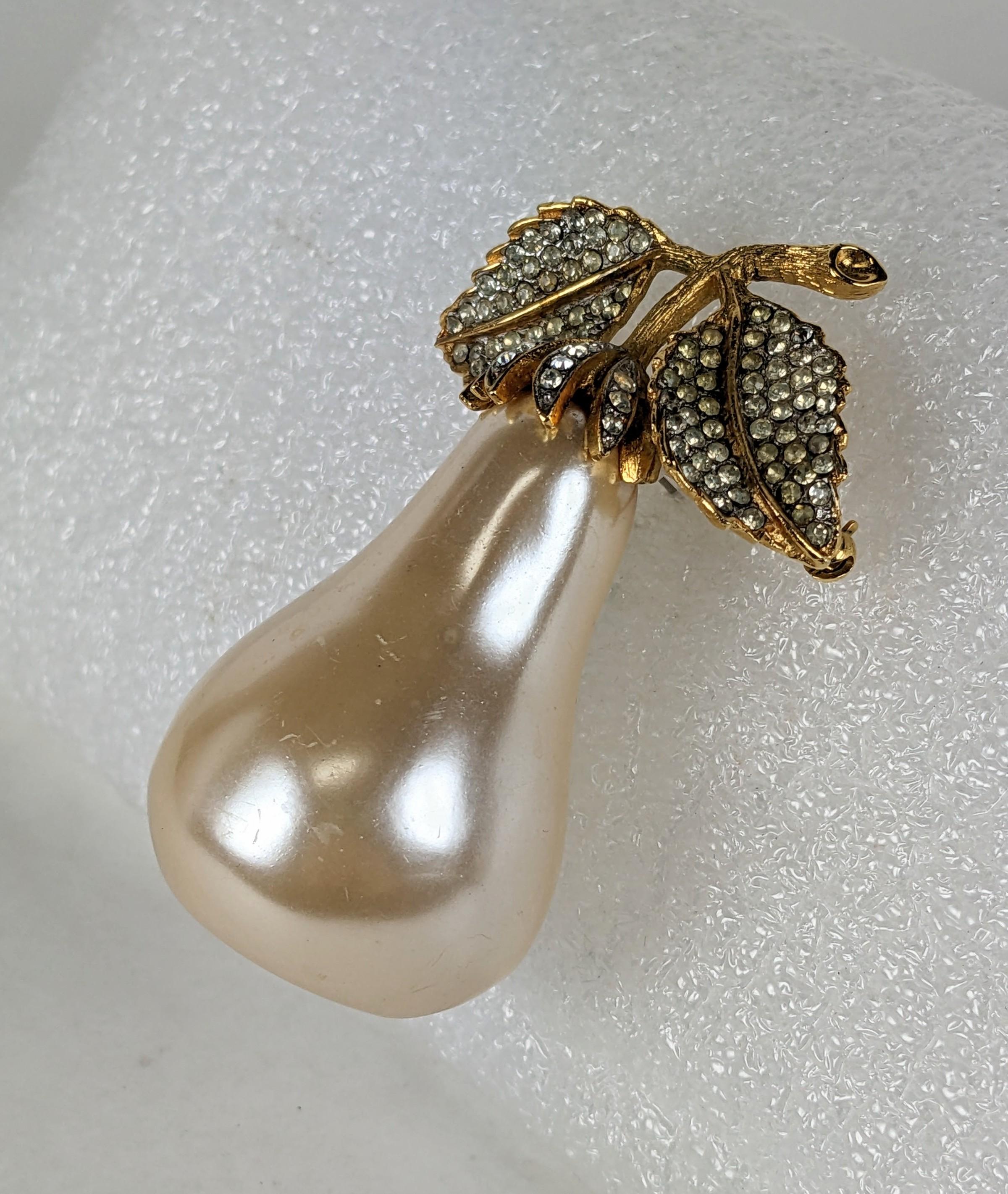 Kenneth Jay Lane Massive Pearl Pear Brooch In Good Condition For Sale In New York, NY