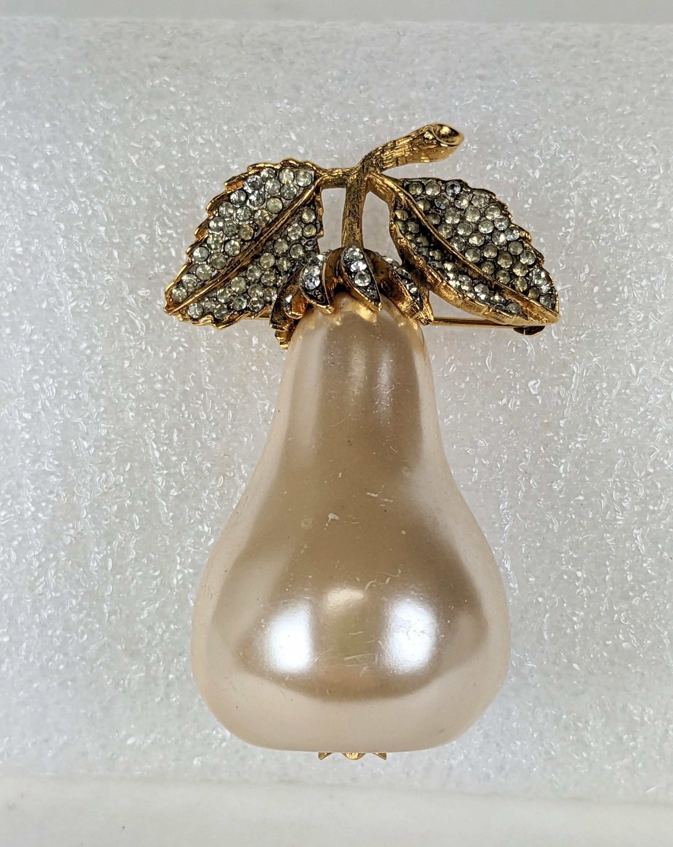 Women's or Men's Kenneth Jay Lane Massive Pearl Pear Brooch For Sale
