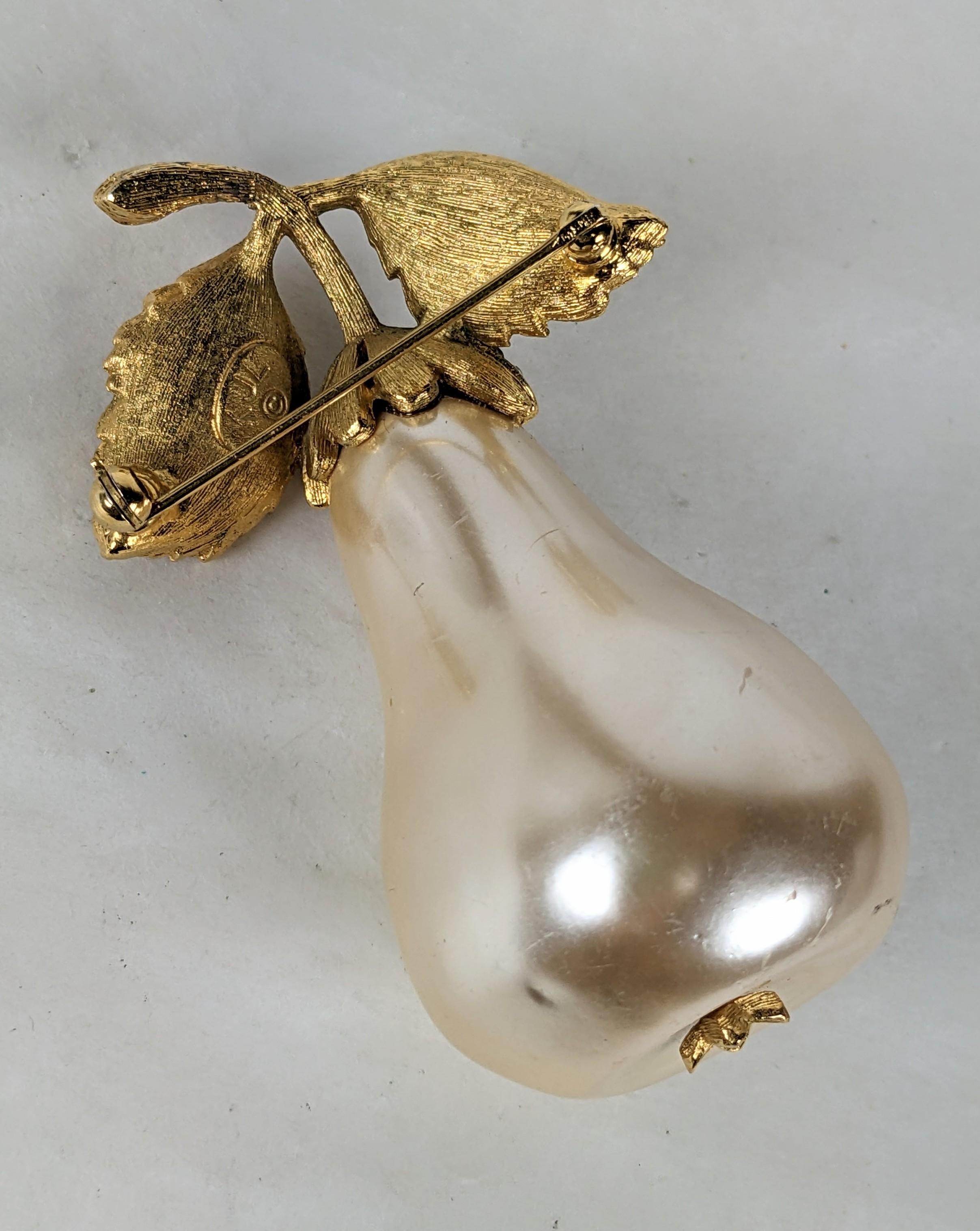 Kenneth Jay Lane Massive Pearl Pear Brooch For Sale 2