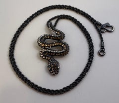Kenneth Jay Lane Medium-Size Black Rhinestone 'Snake' Pendant and Necklace Set