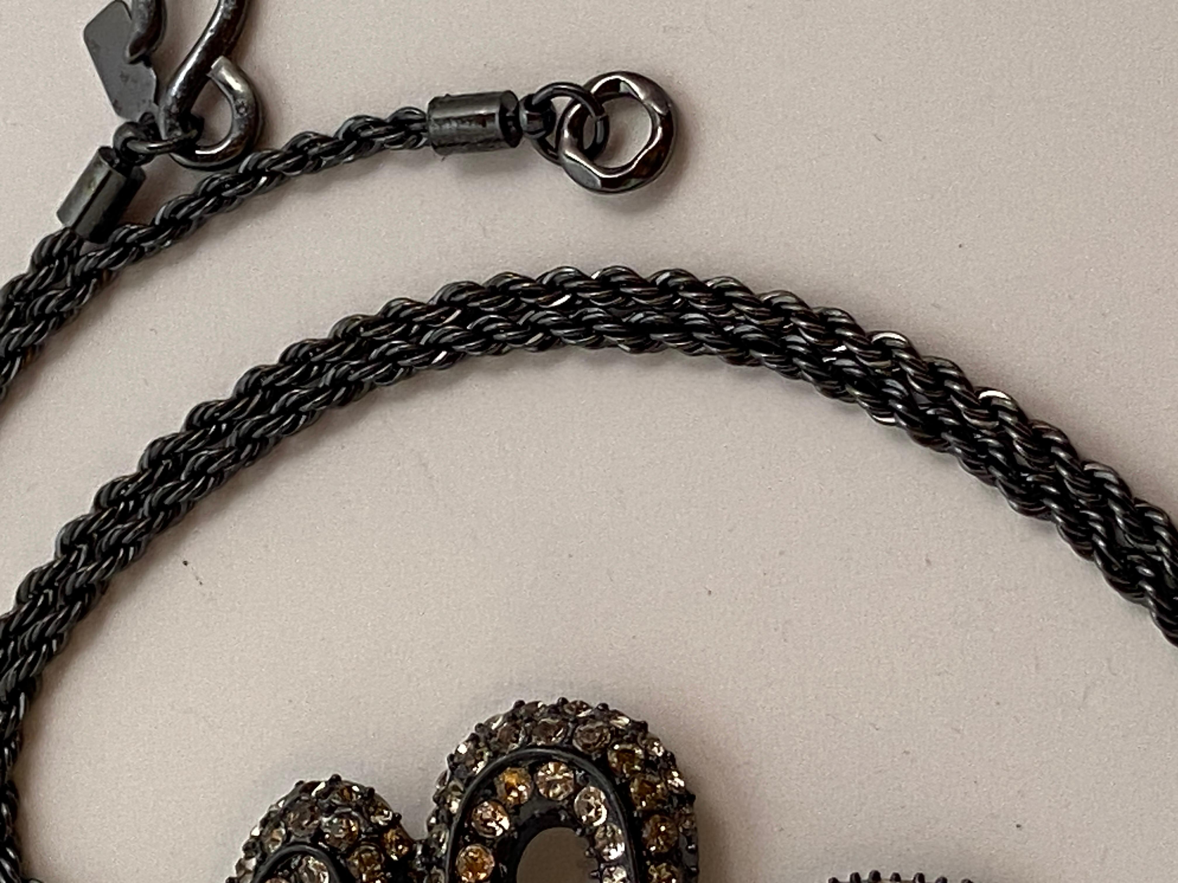 Women's or Men's Kenneth Jay Lane Medium-Size Black Rhinestone 'Snake' Pendant and Necklace Set For Sale