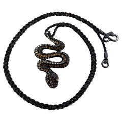 Kenneth Jay Lane Medium-Size Black Rhinestone 'Snake' Pendant and Necklace Set