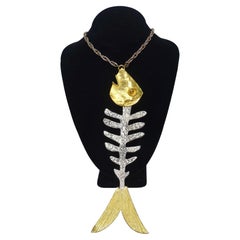 Kenneth Jay Lane Mixed-Metals Statement Fish Necklace