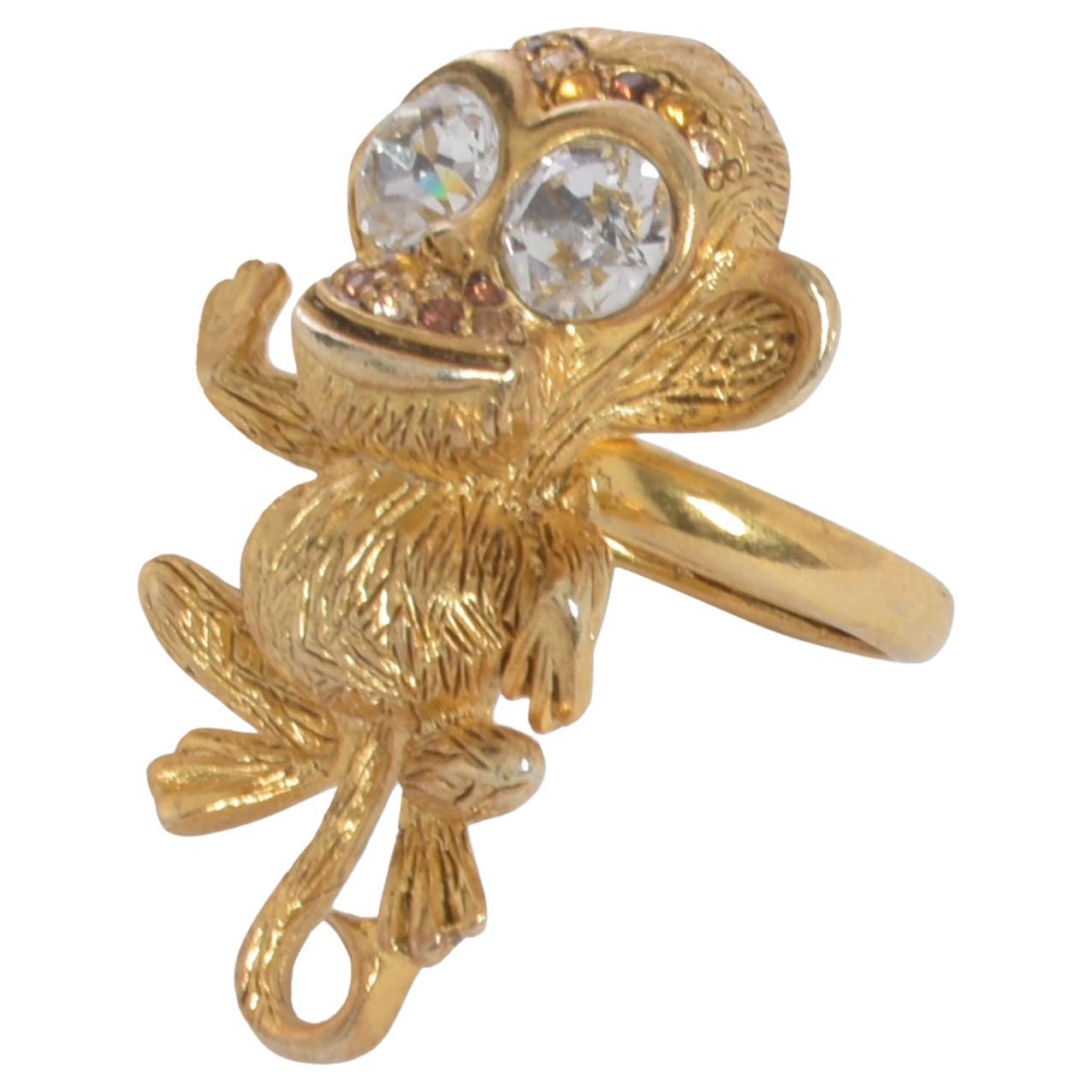 Kenneth Jay Lane Monkey Gold Ring Kenneth Jay Lane Monkey Gold Ring Kenneth Jay  For Sale