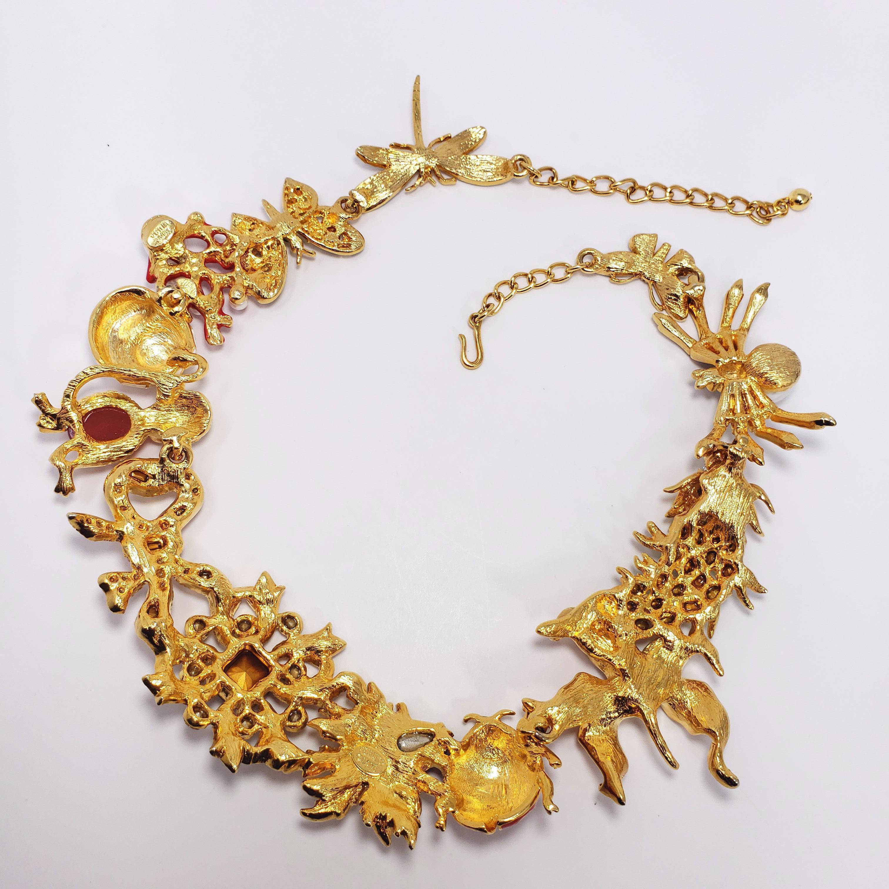 Kenneth Jay Lane Ornate Colorful Crystal Kaleidoscope Collar Necklace in Gold 4