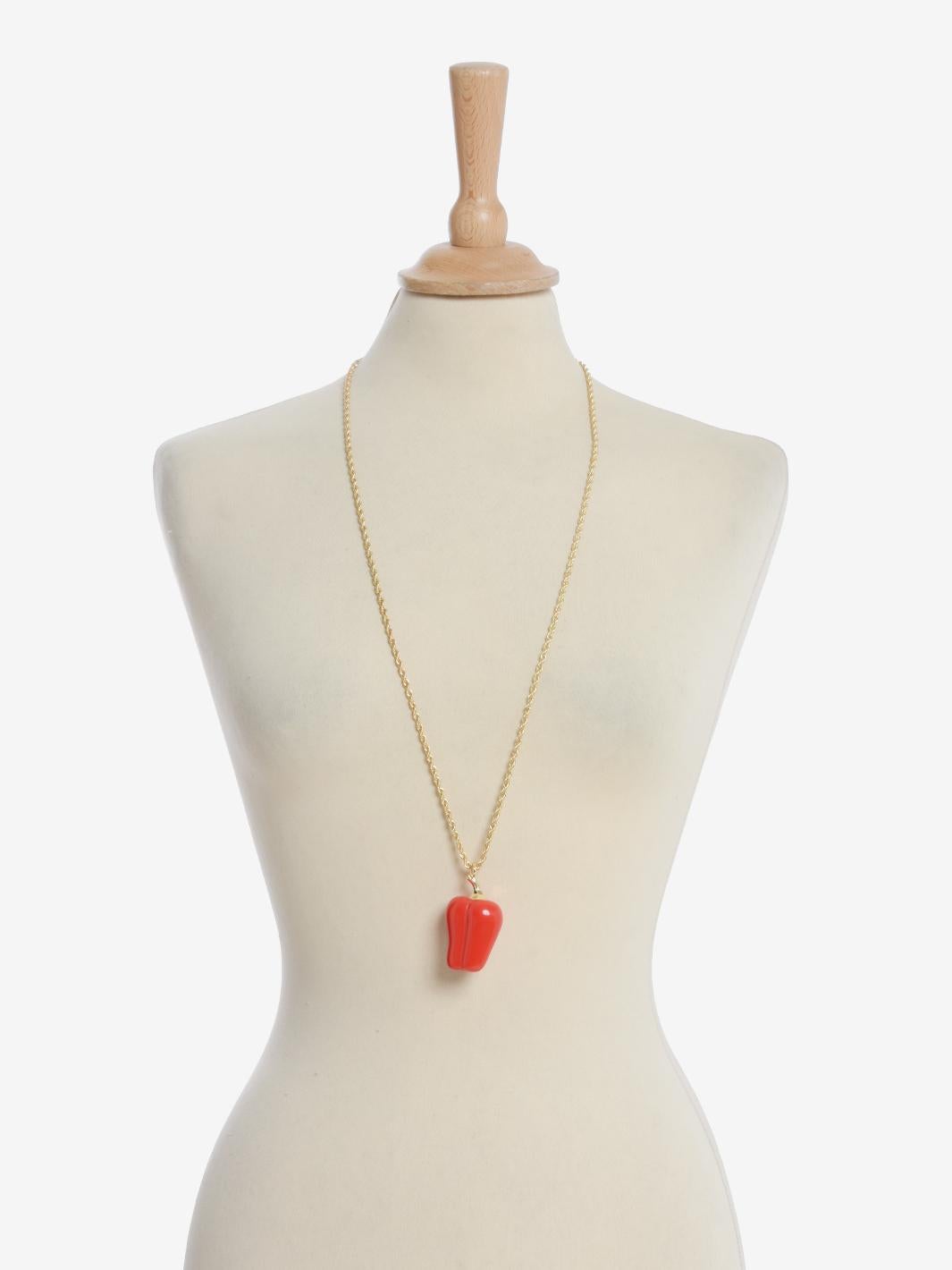 Women's or Men's Kenneth Jay Lane Red Bell Pepper Necklace For Sale