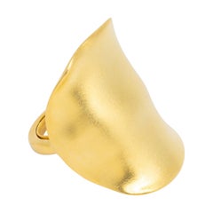 Kenneth Jay Lane Satin Gold Cocktail Statement Ring, KJL, Contemporary