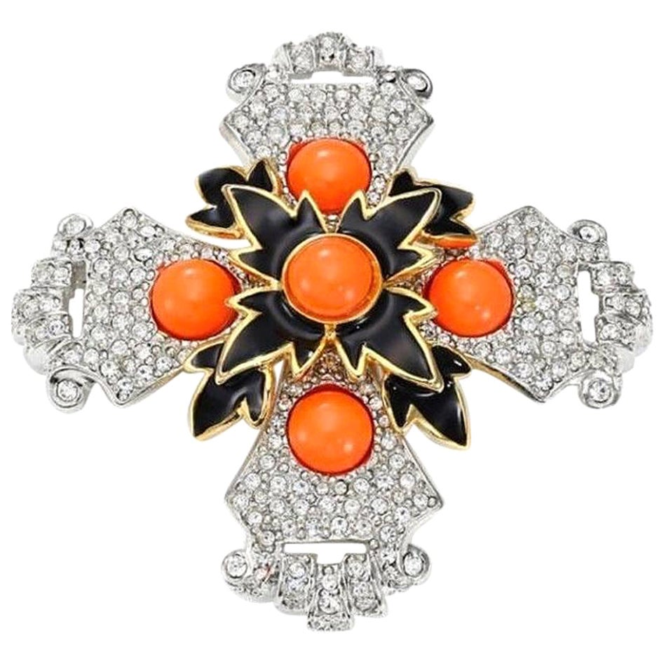 Kenneth Jay Lane Signed KJL MALTESE CROSS Pin Brooch Pendant Estate Find