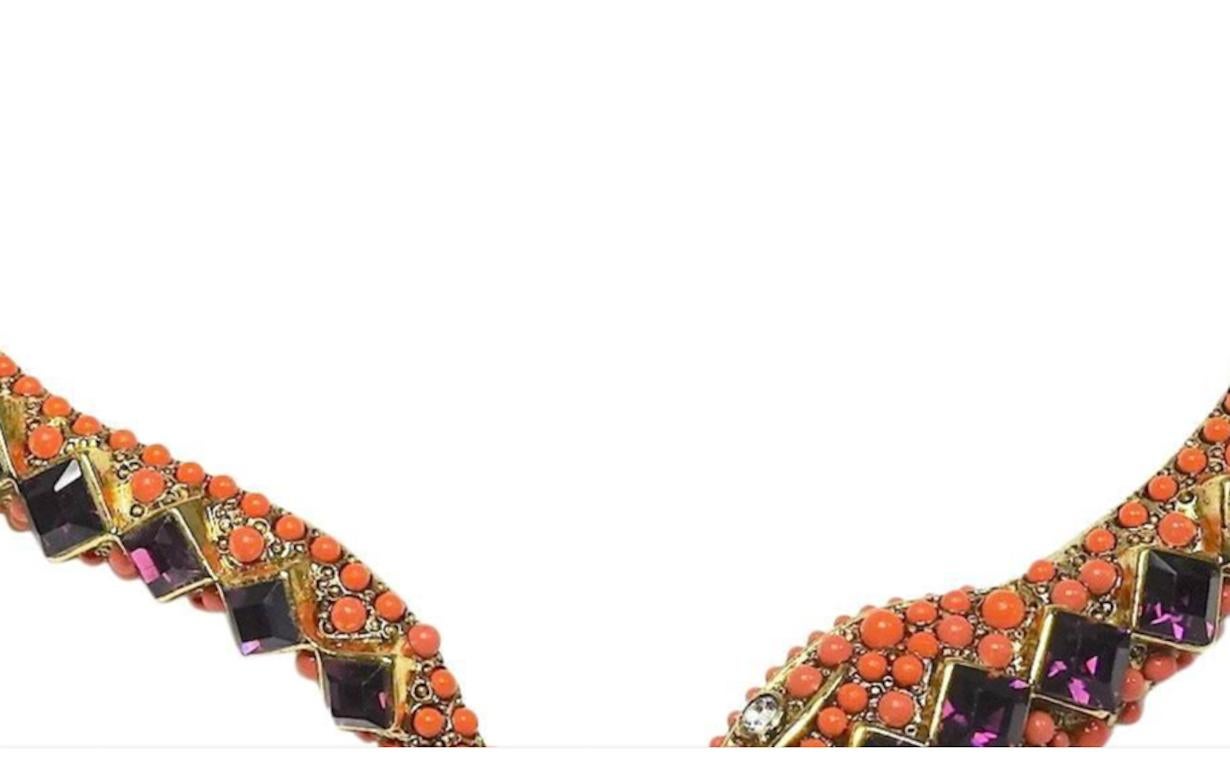 Women's Kenneth Jay Lane Signed Topaz Crystals Snake Necklace
