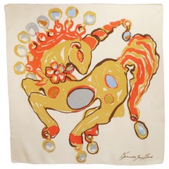 Kenneth Jay Lane Silk Unicorn Scarf