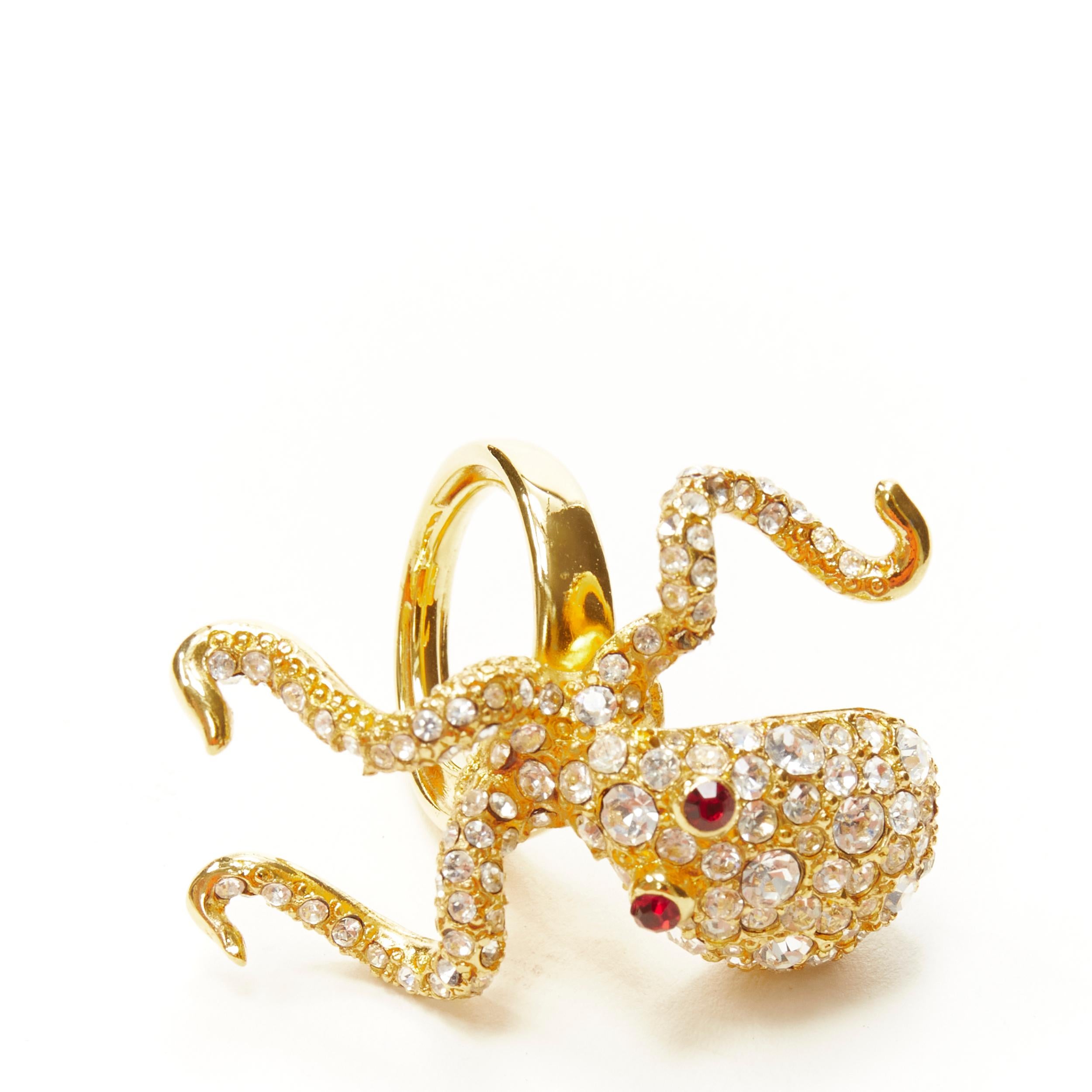 KENNETH JAY LANE Silber Kristall Biene Gold octopus Statement-Ring X2 Damen im Angebot