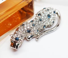 Kenneth Jay Lane Silver Leopard Brooch