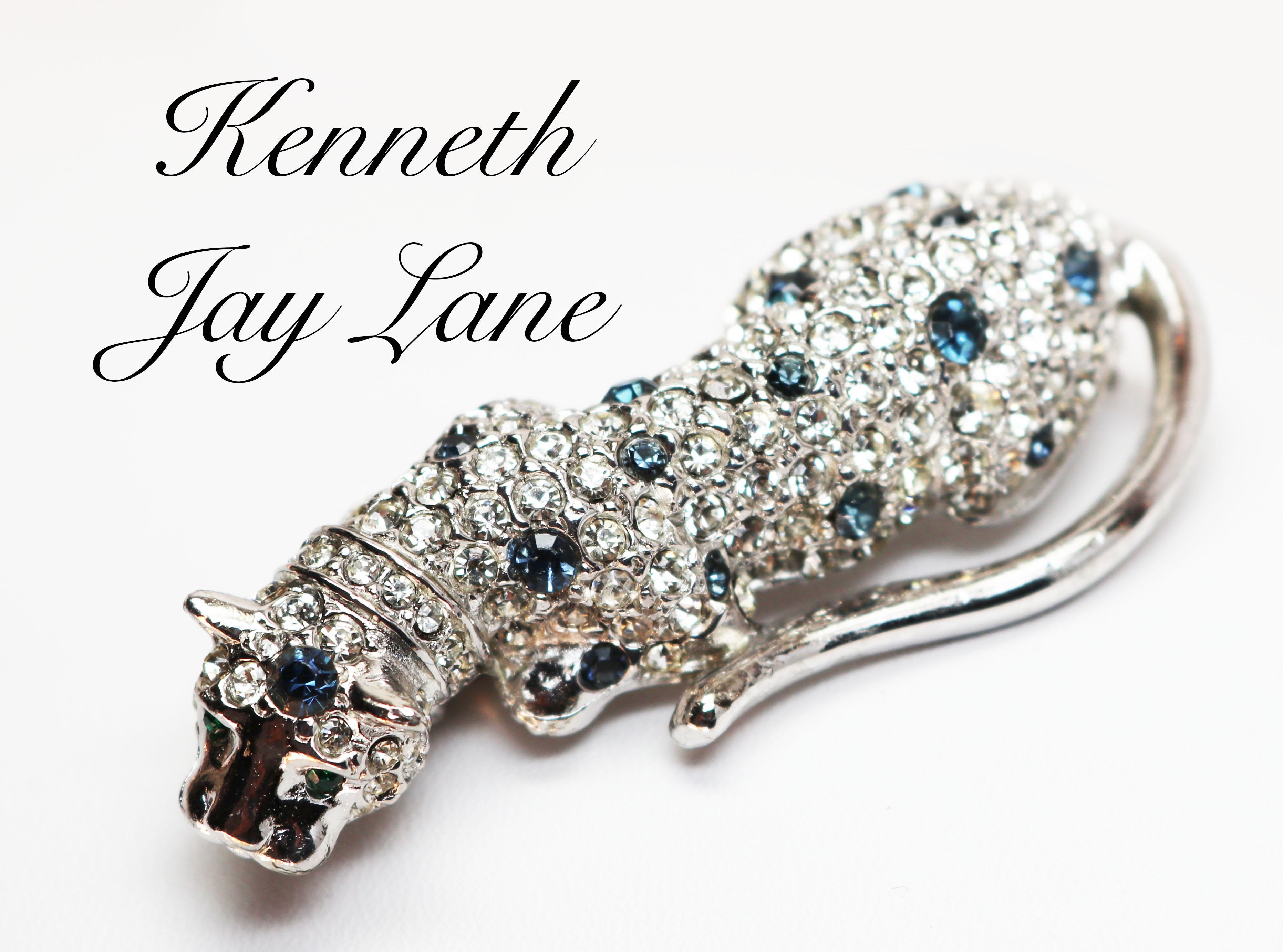 Art Deco Kenneth Jay Lane Silver Leopard Brooch For Sale