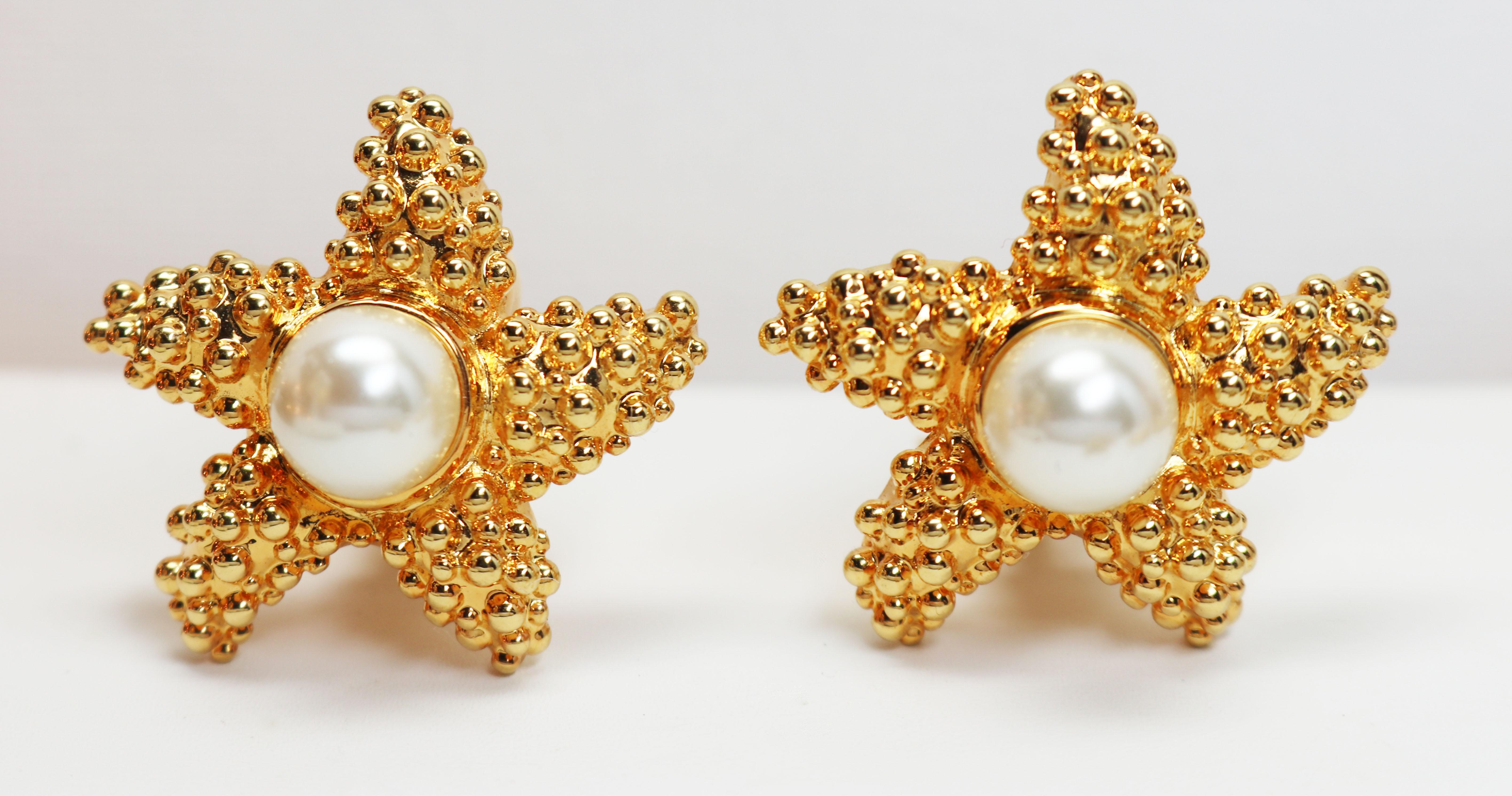Art Nouveau Kenneth Jay Lane Starfish Earrings For Sale