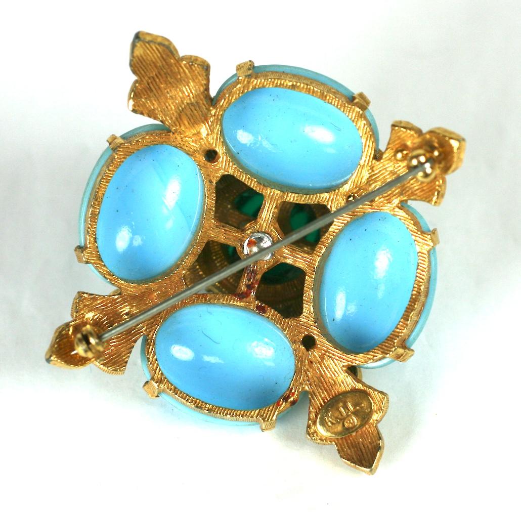 Baroque Revival Kenneth Jay Lane Turquoise and Emerald Crest