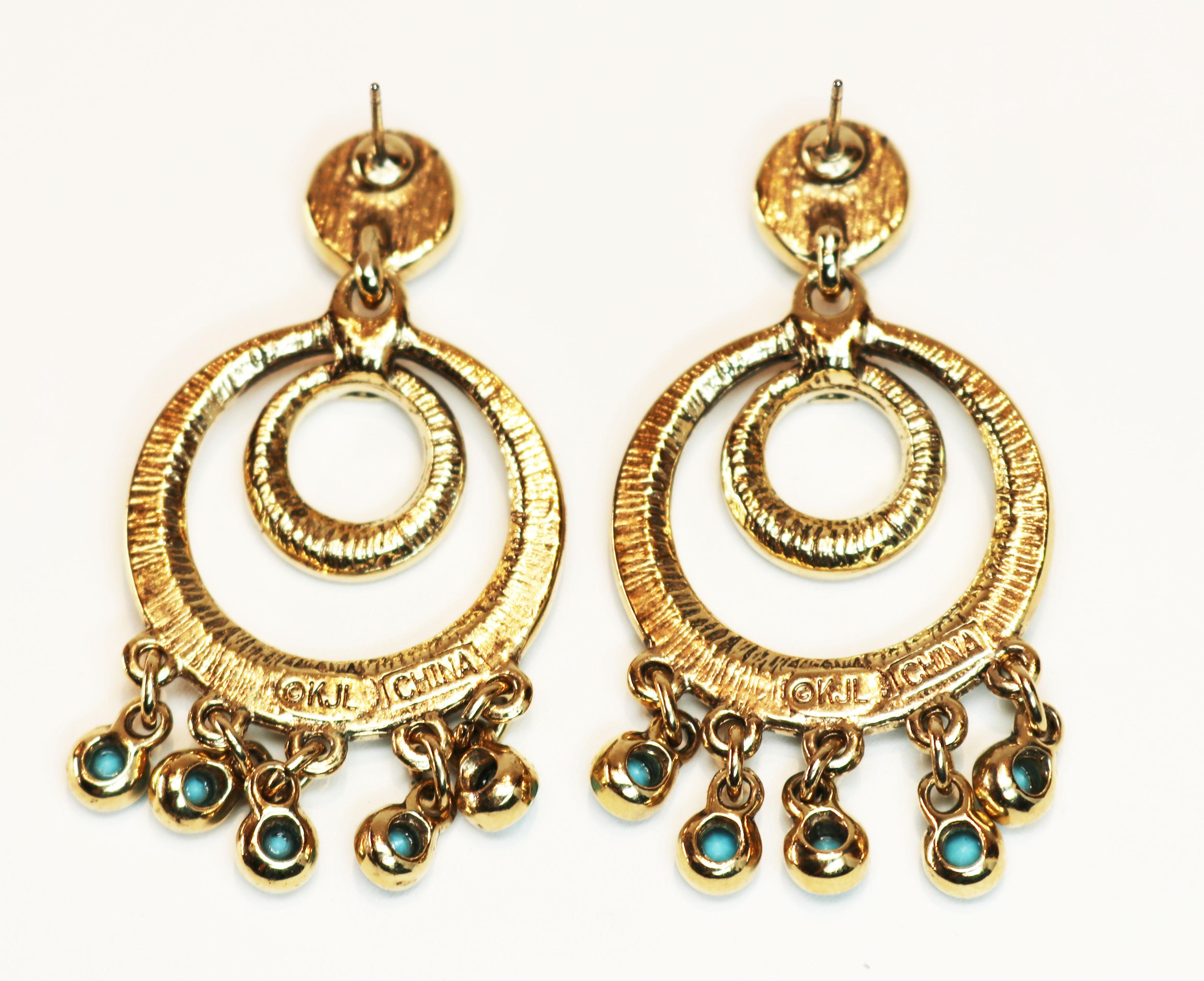 Kenneth Jay Lane Turquoise Chandelier Earrings For Sale 6