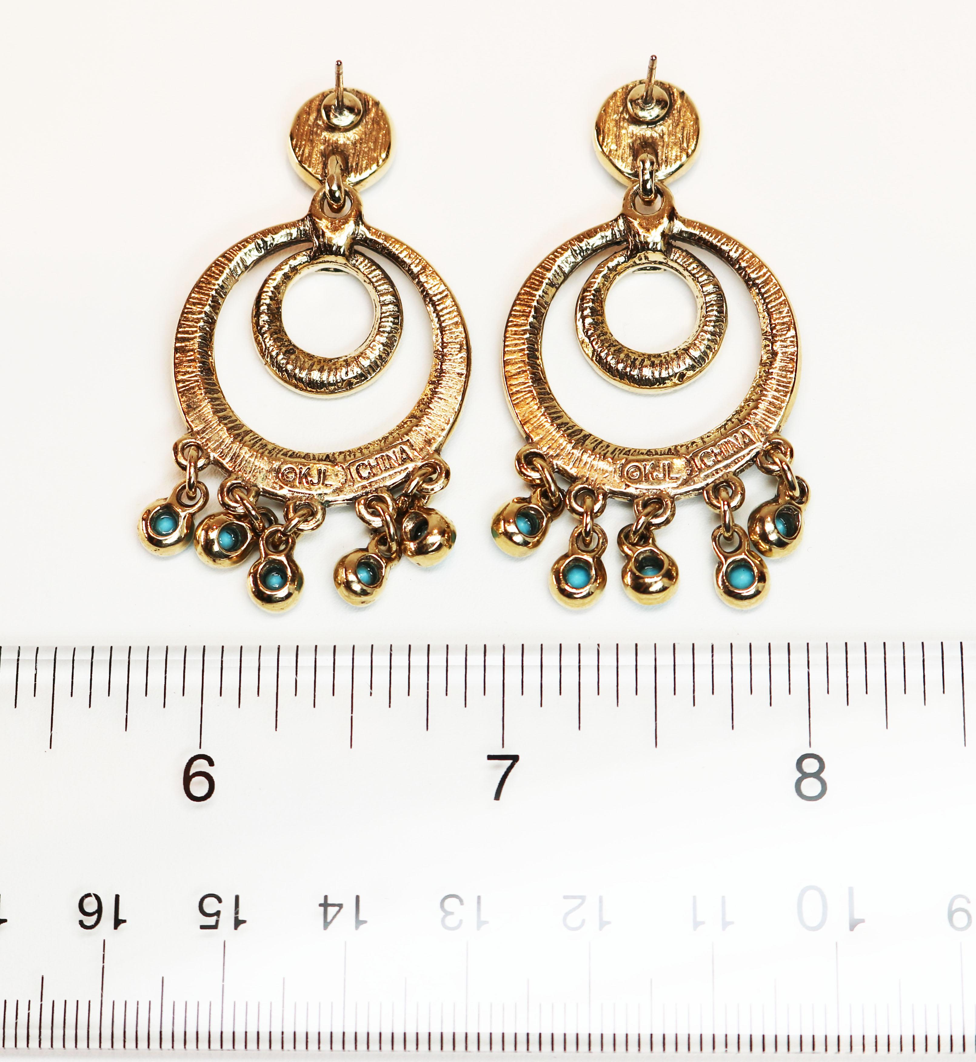 Kenneth Jay Lane Turquoise Chandelier Earrings For Sale 7