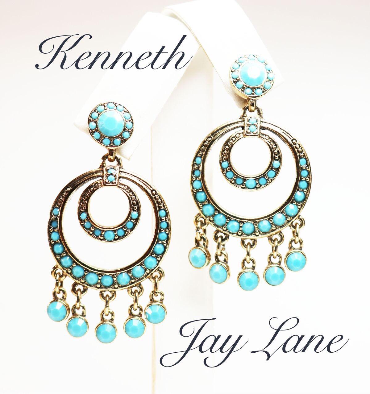 Kenneth Jay Lane Turquoise Chandelier Earrings For Sale 1