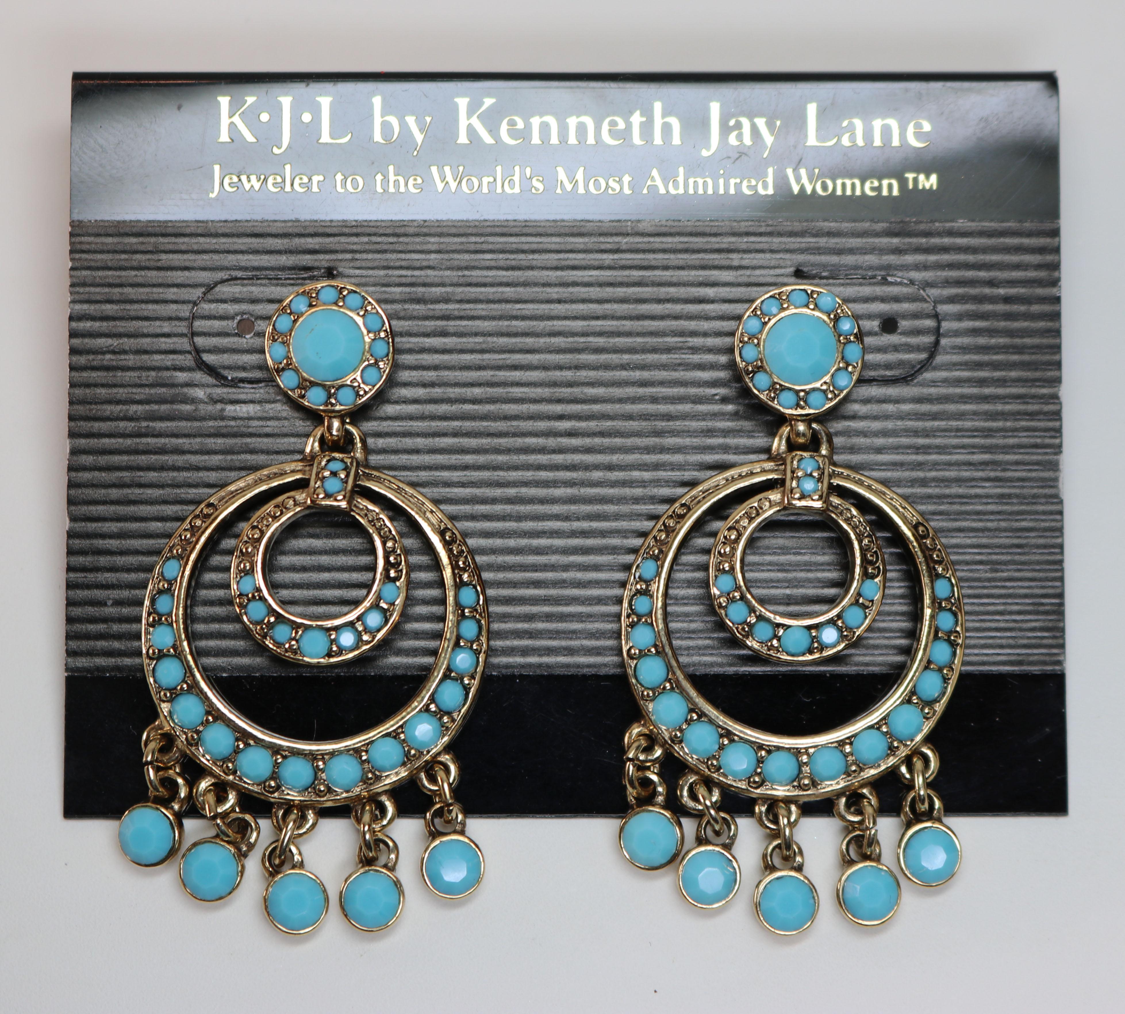 Kenneth Jay Lane Turquoise Chandelier Earrings For Sale 2
