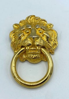 Kenneth Lane 1980er Jahre Gold Löwen-Türknopf-Brosche
