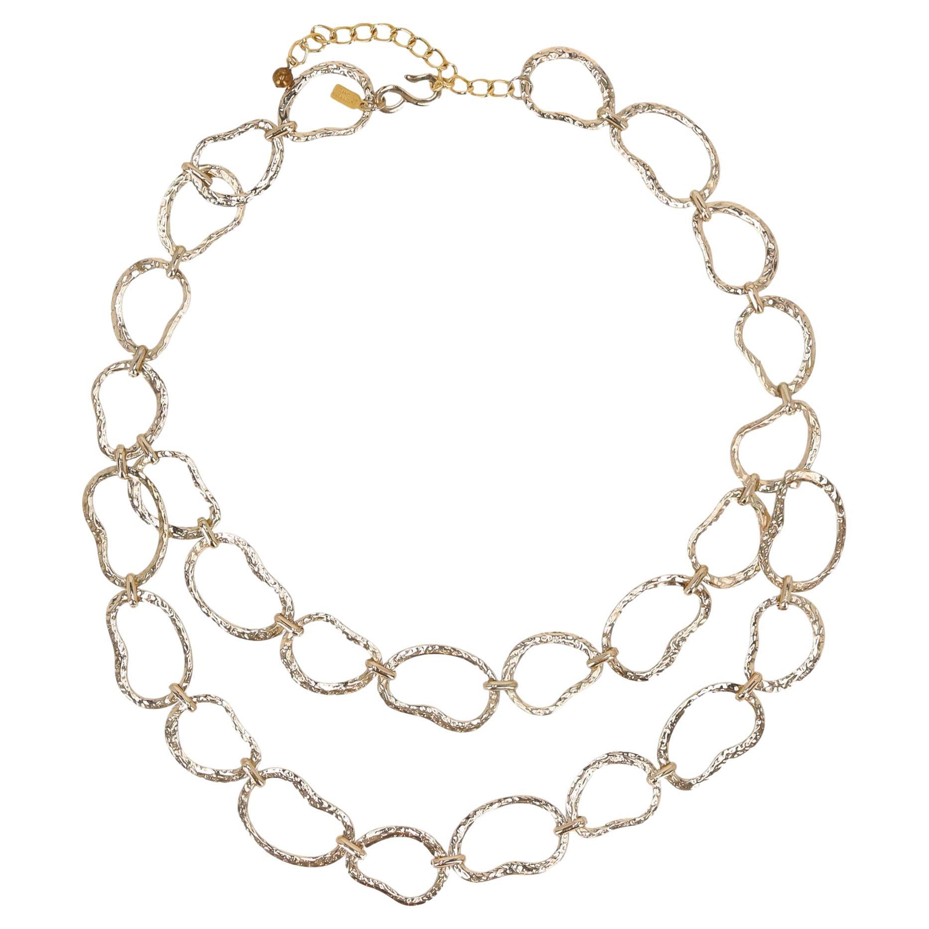 Kenneth Lane
s 1980 Collana a doppio strato con maglie martellate placcate in oro in vendita
