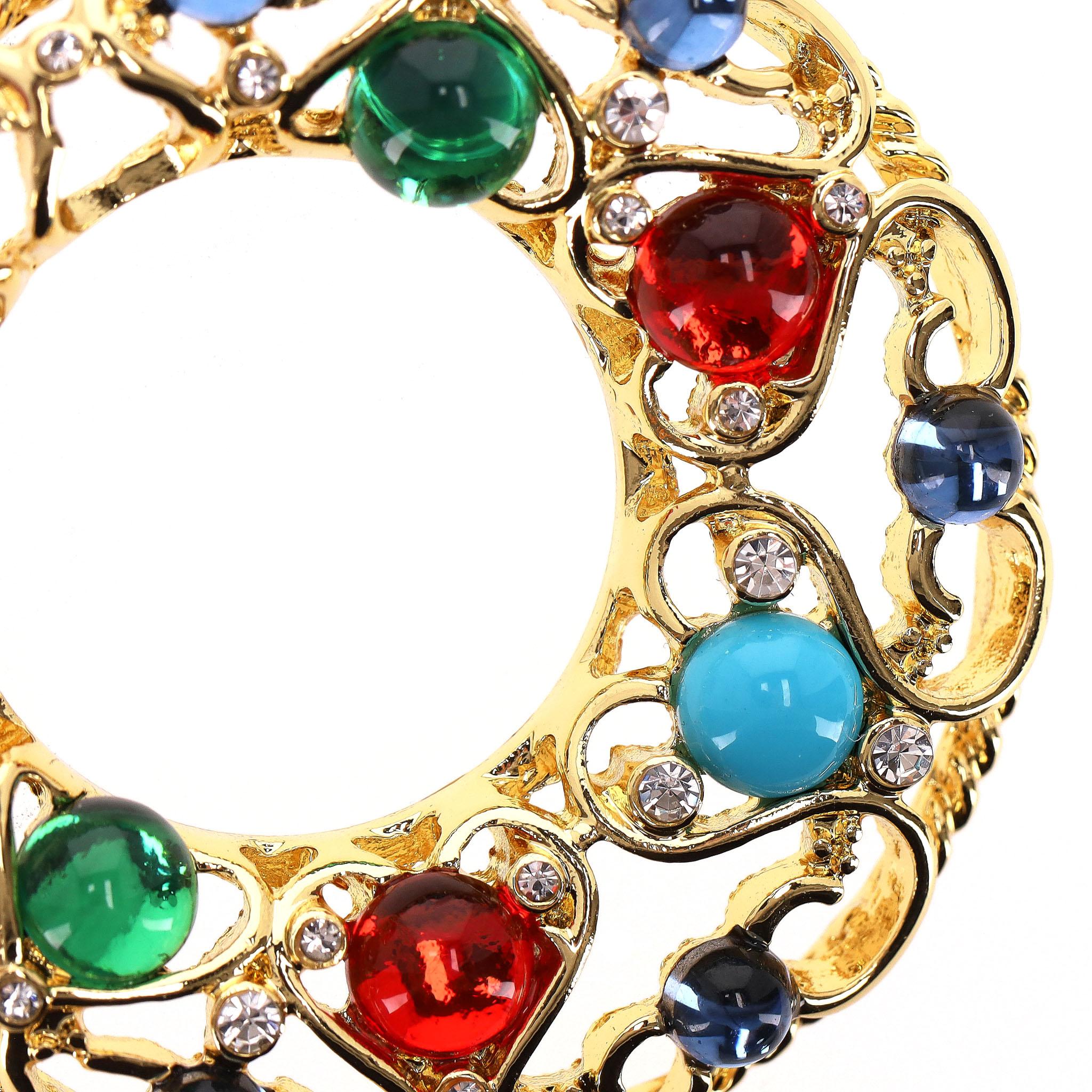 Kenneth Lane Boucles d'oreilles à pince en cristal de verre et pierres précieuses plaquées or 22k Pour femmes en vente