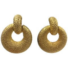 Kenneth Lane Clip On Dangle Earrings with Gold Tone Blast Finish