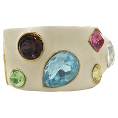 Kenneth Lane Costume Multi Gemstone Acrylic Cuff Bracelet