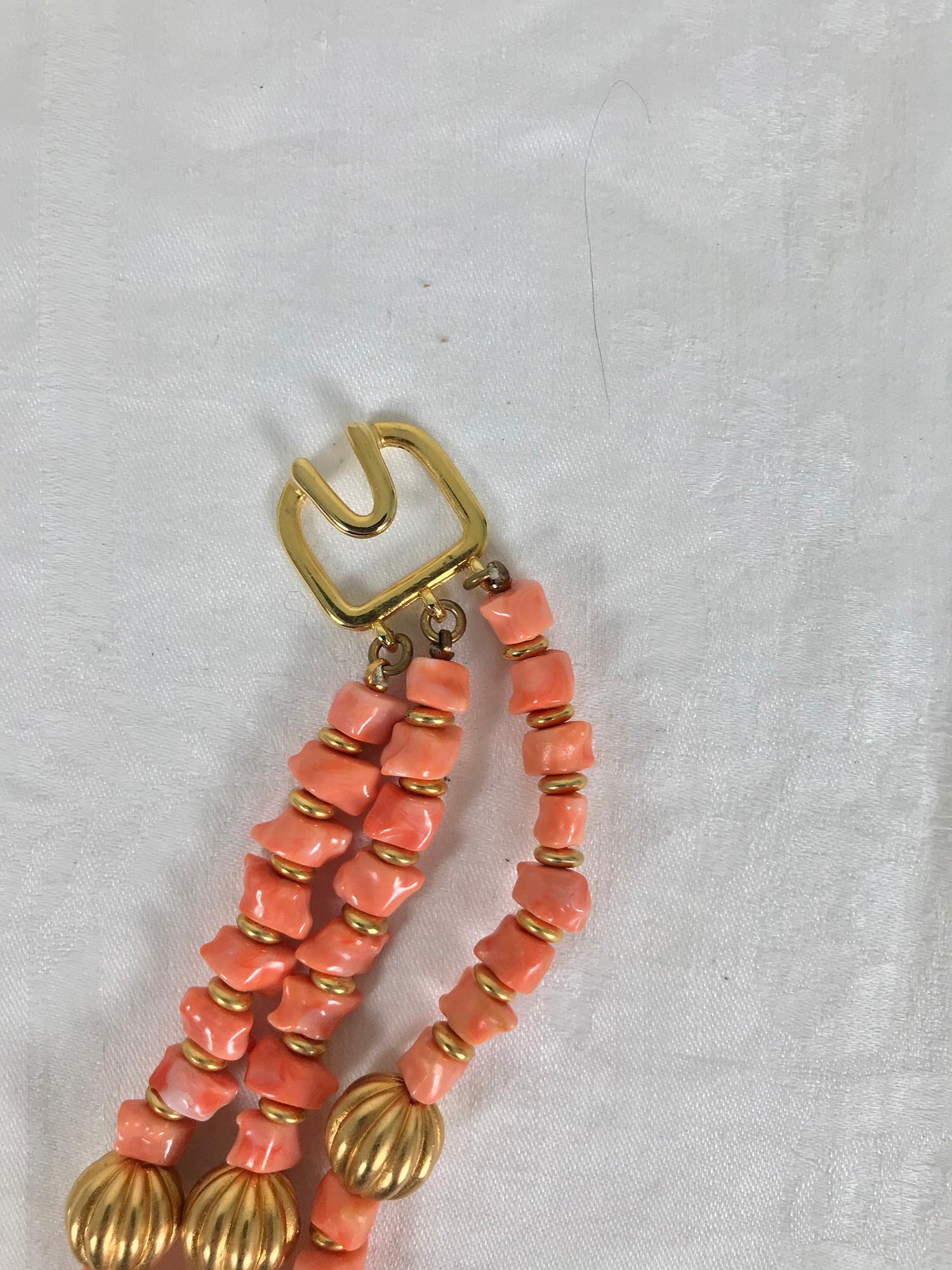 Women's Kenneth Lane Faux Coral and Turquoise Triple Strand Necklace 
