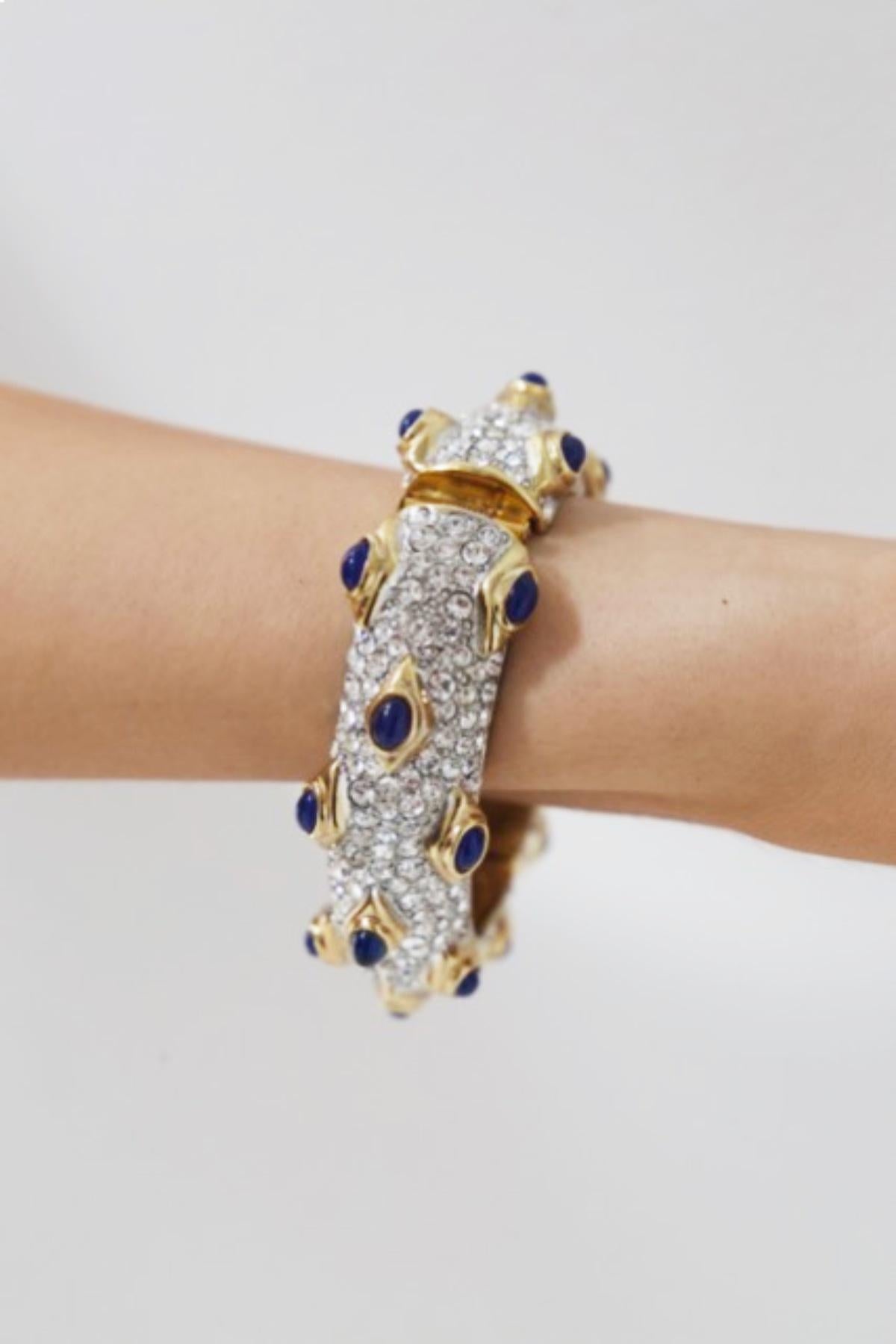 Women's Kenneth Lane Gold Bracelet with Blue Stones For Sale