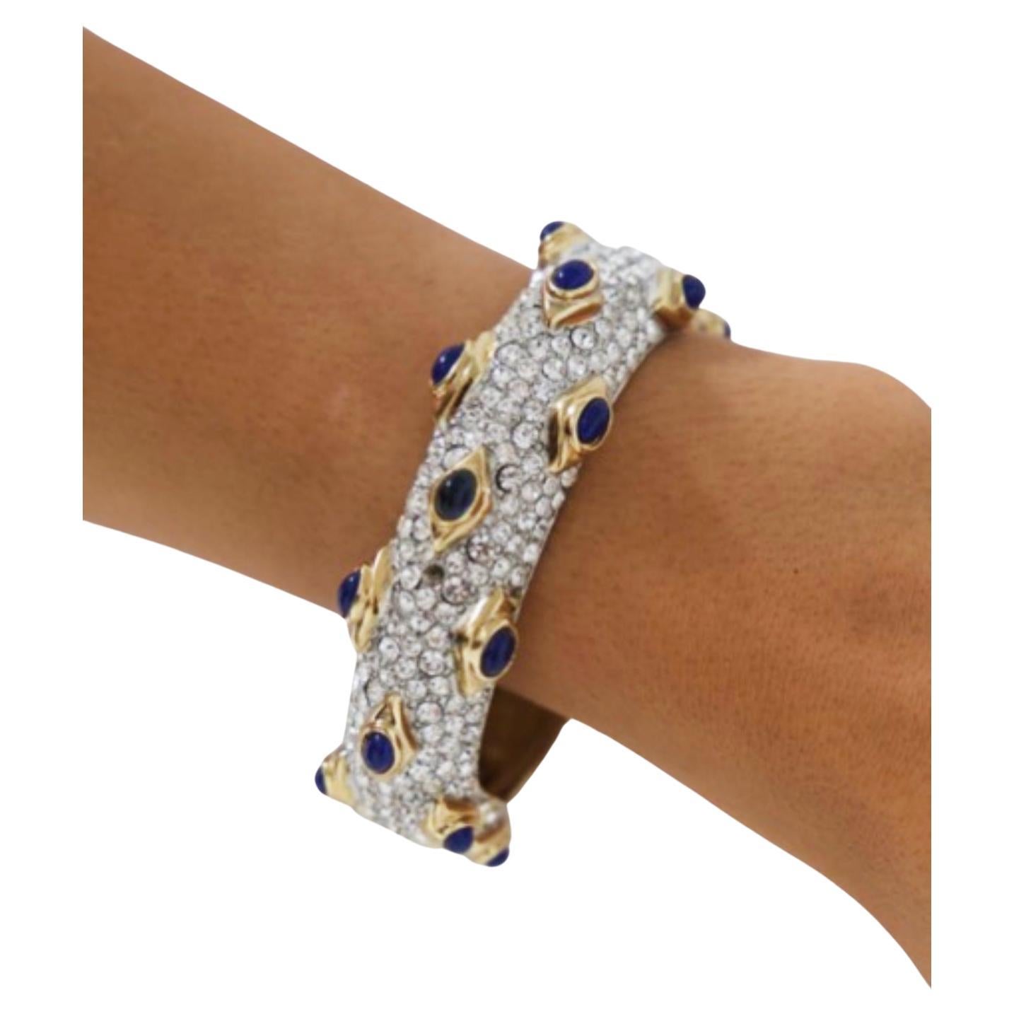 Kenneth Lane Gold Bracelet with Blue Stones For Sale