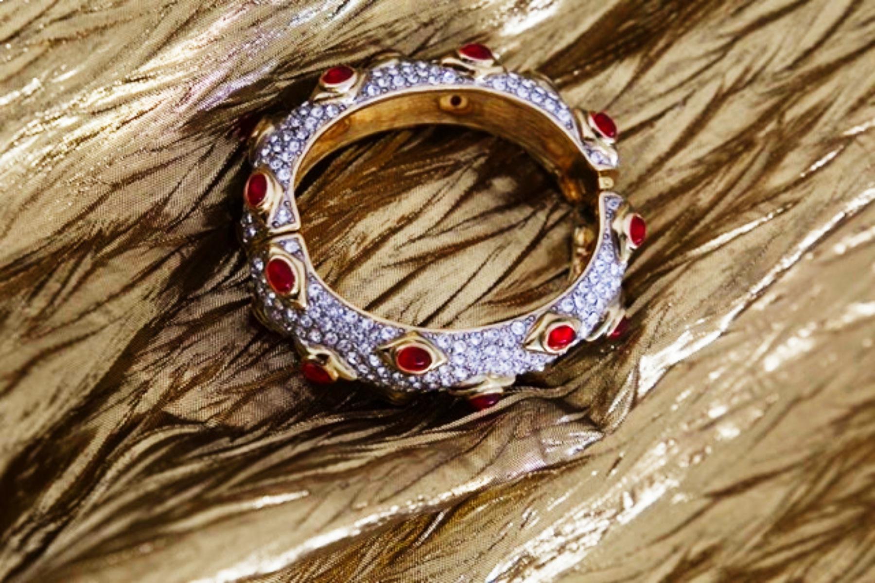 Kenneth Lane Gold Bracelet with Red Stones For Sale 5