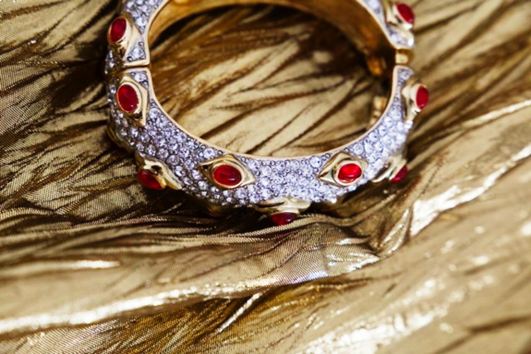 Kenneth Lane Gold Bracelet with Red Stones For Sale 6