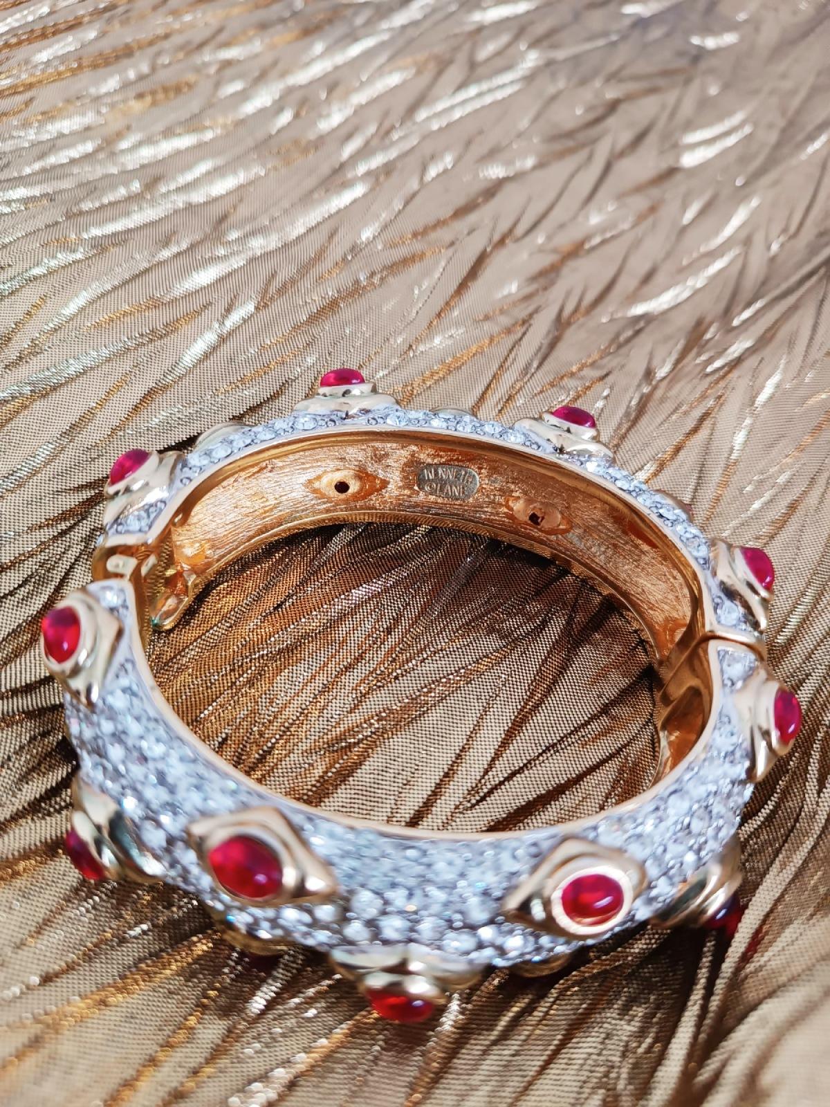 Kenneth Lane Gold Bracelet with Red Stones For Sale 13